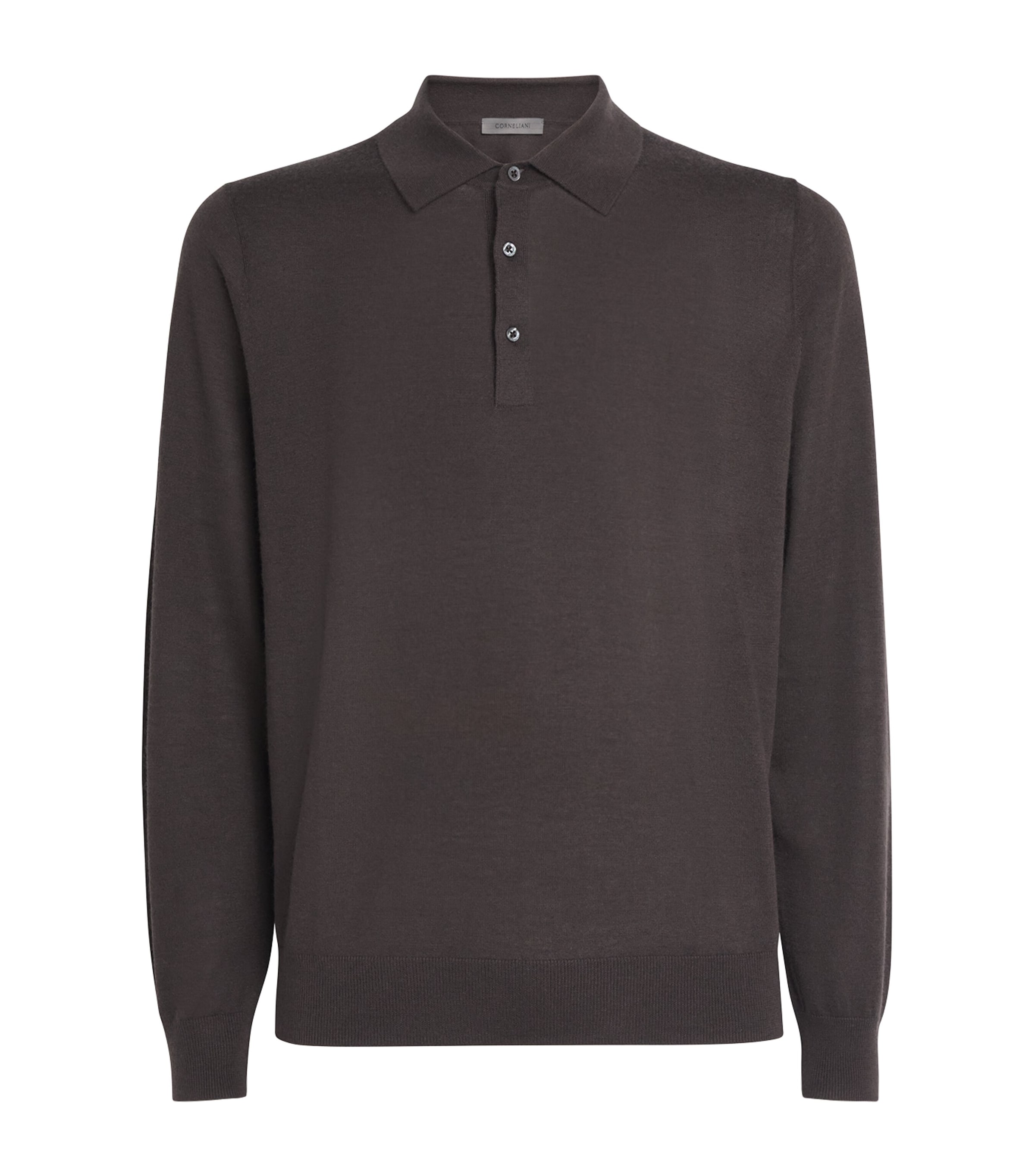 Corneliani Cashmere-silk Polo Sweater In Brown