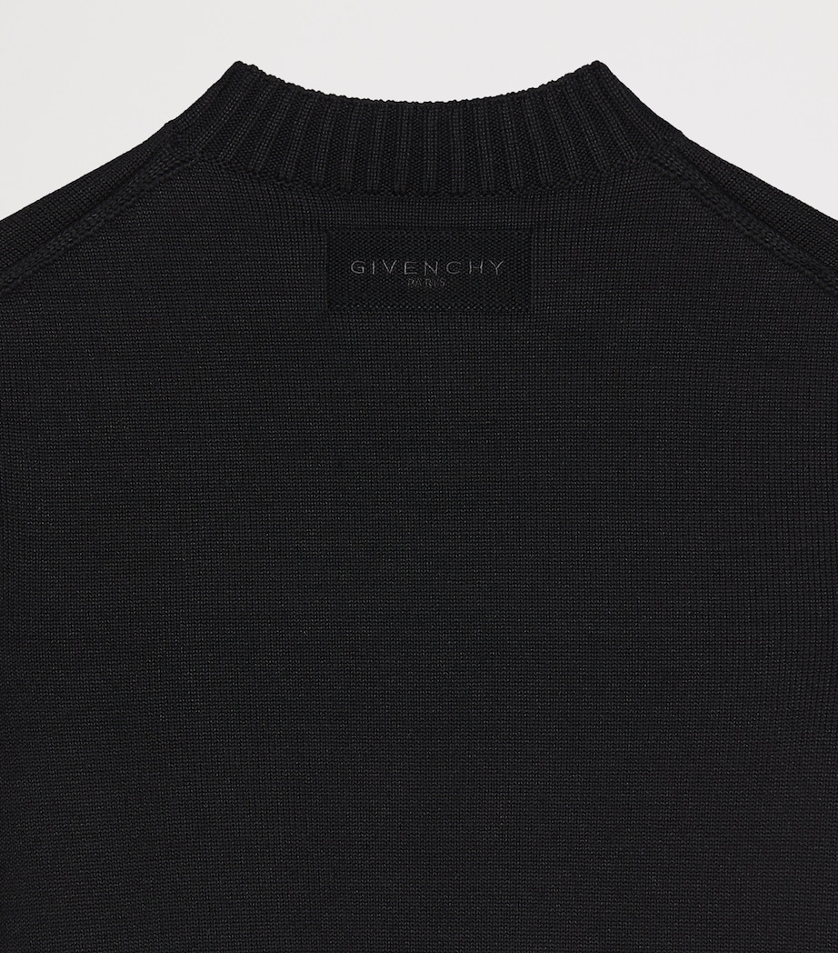Givenchy Womens Wool-Linen Ruched-Hem Sweater Black Image 4