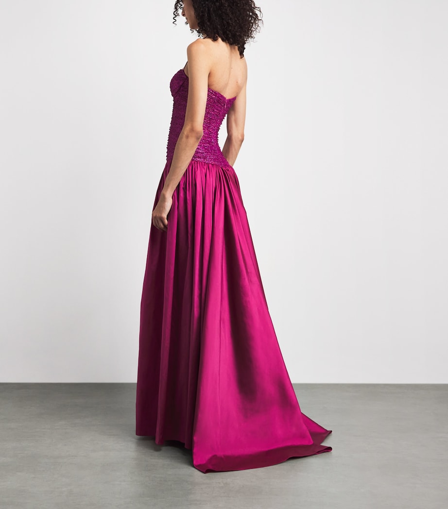 Sandra Mansour Womens Taffeta Twilight Gown Asis C Fuchsia Image 4