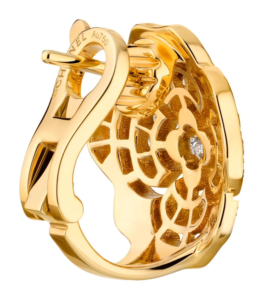 Yellow Gold and Diamond Camélia Earrings YELLOW Image 2