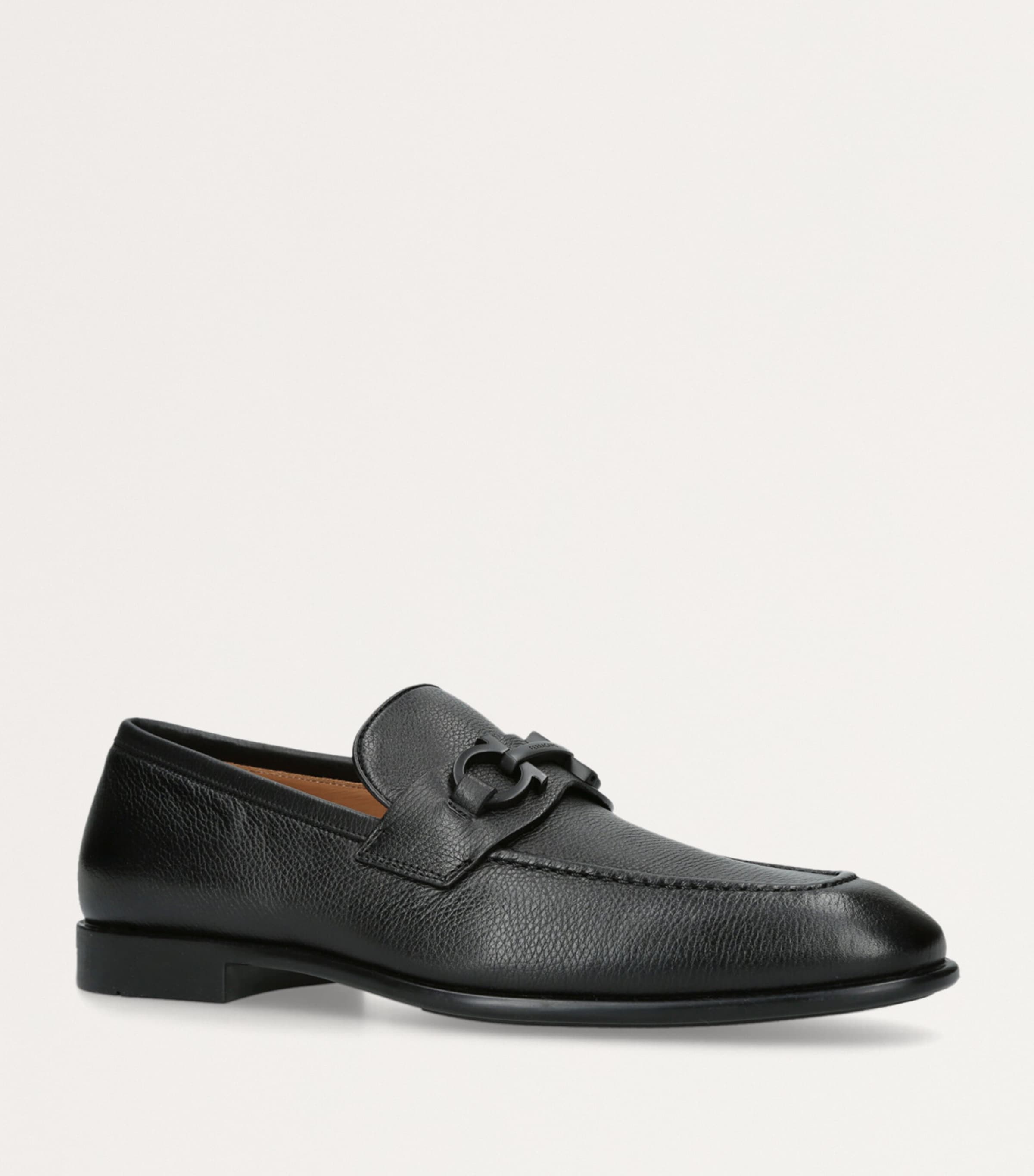 Salvatore Ferragamo Leather Foster Gancho Loafers Black Image 3
