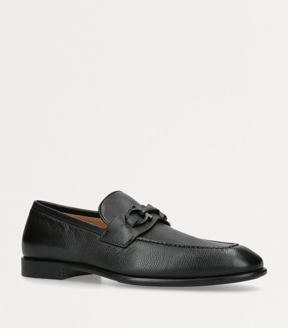 Salvatore Ferragamo Leather Foster Gancho Loafers Black Image 3
