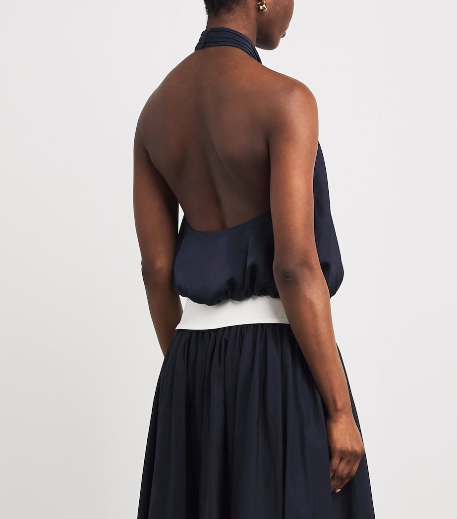Claudie Pierlot Womens Satin Open-Back Blouse Navy Image 5