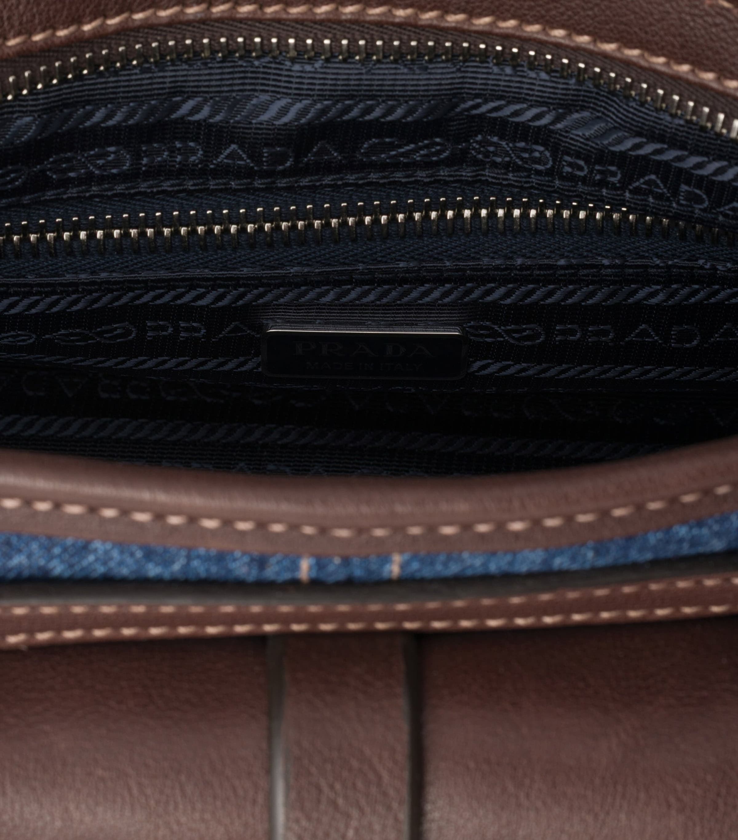 Prada Medium Denim Bonnie Shoulder Bag Blue Image 6
