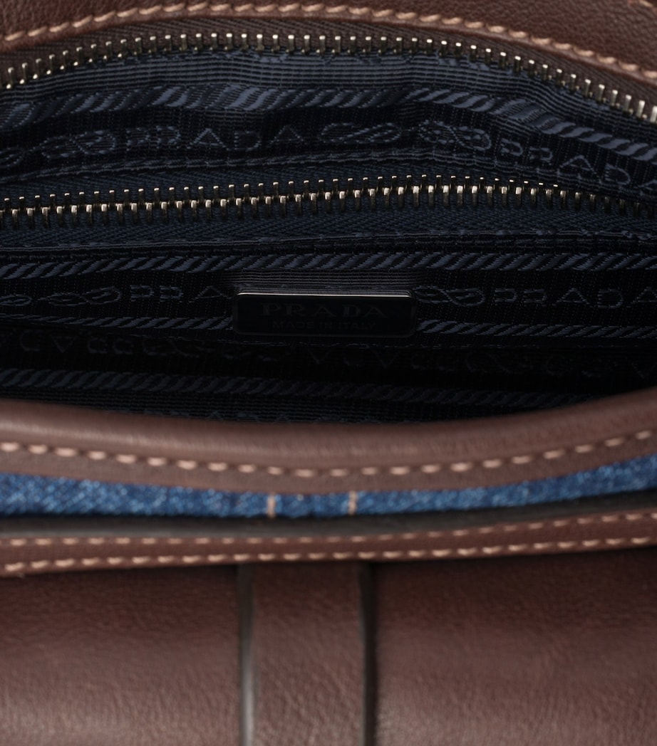 Prada Medium Denim Bonnie Shoulder Bag Blue Image 6