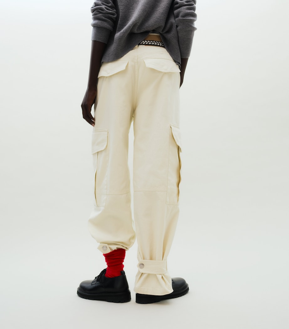 AMI Paris Womens Cotton Baggy Cargo Trousers Ivoire Image 3
