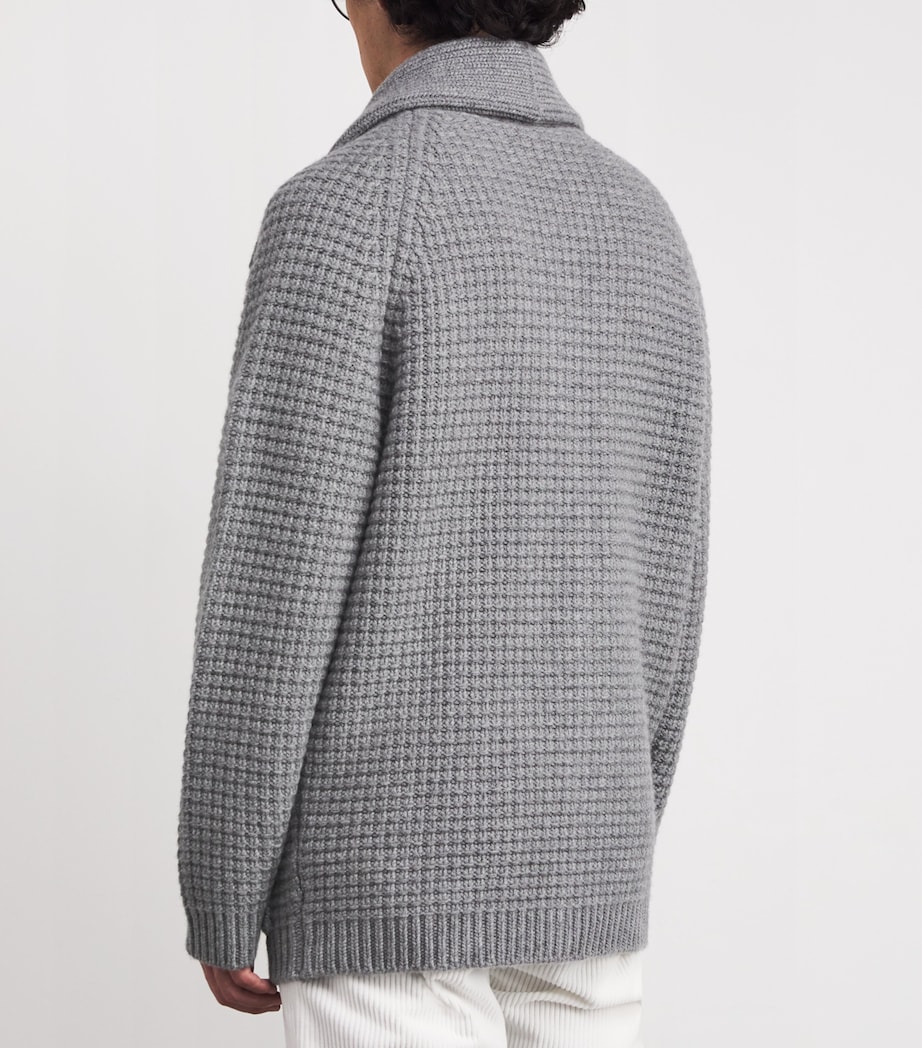 Wool-Cashmere Shawl Cardigan GRIGIO CHIARO MELANG Image 4