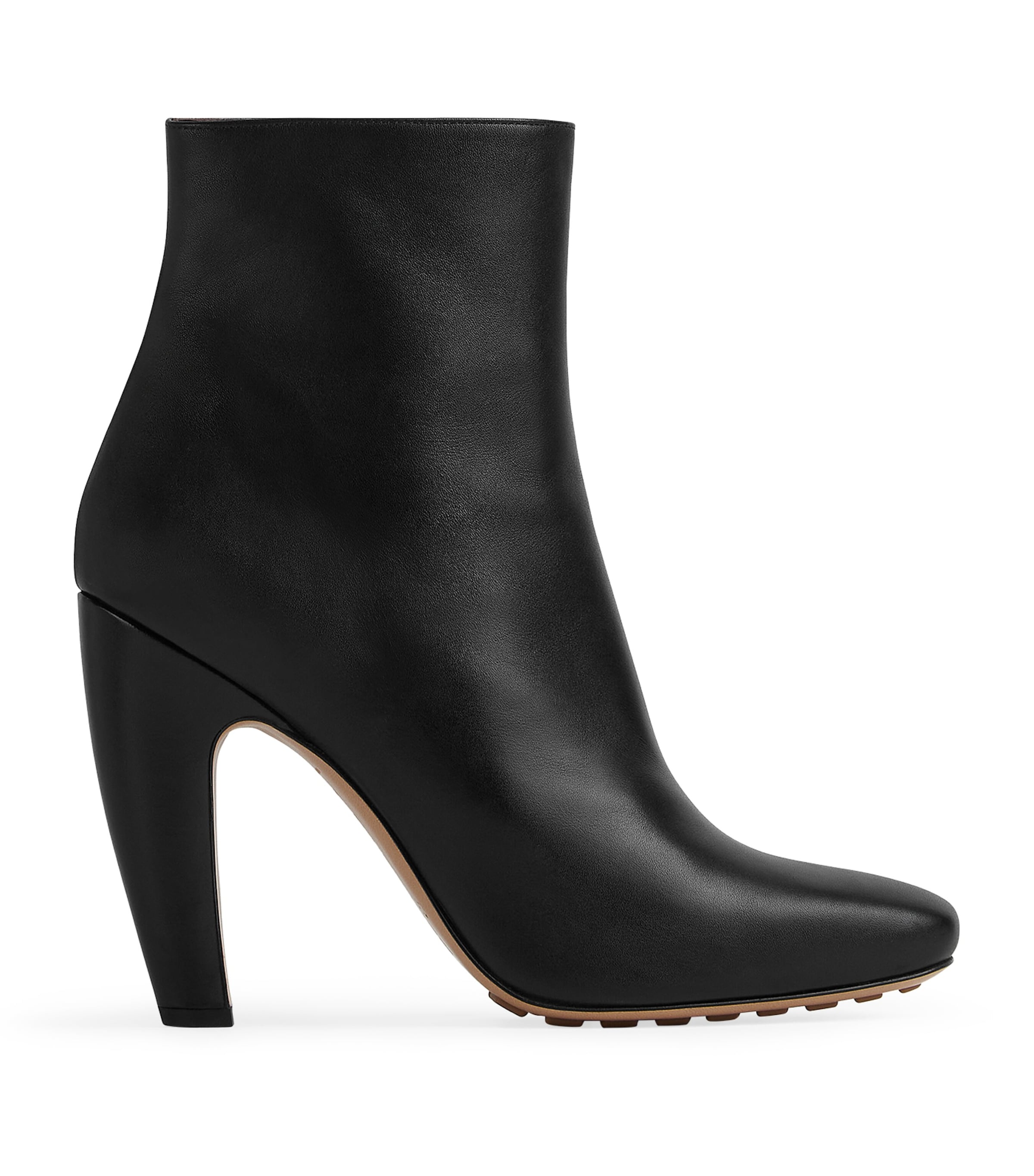 Bottega Veneta Leather Pompei Booties With Inner Zip 11cm In Black