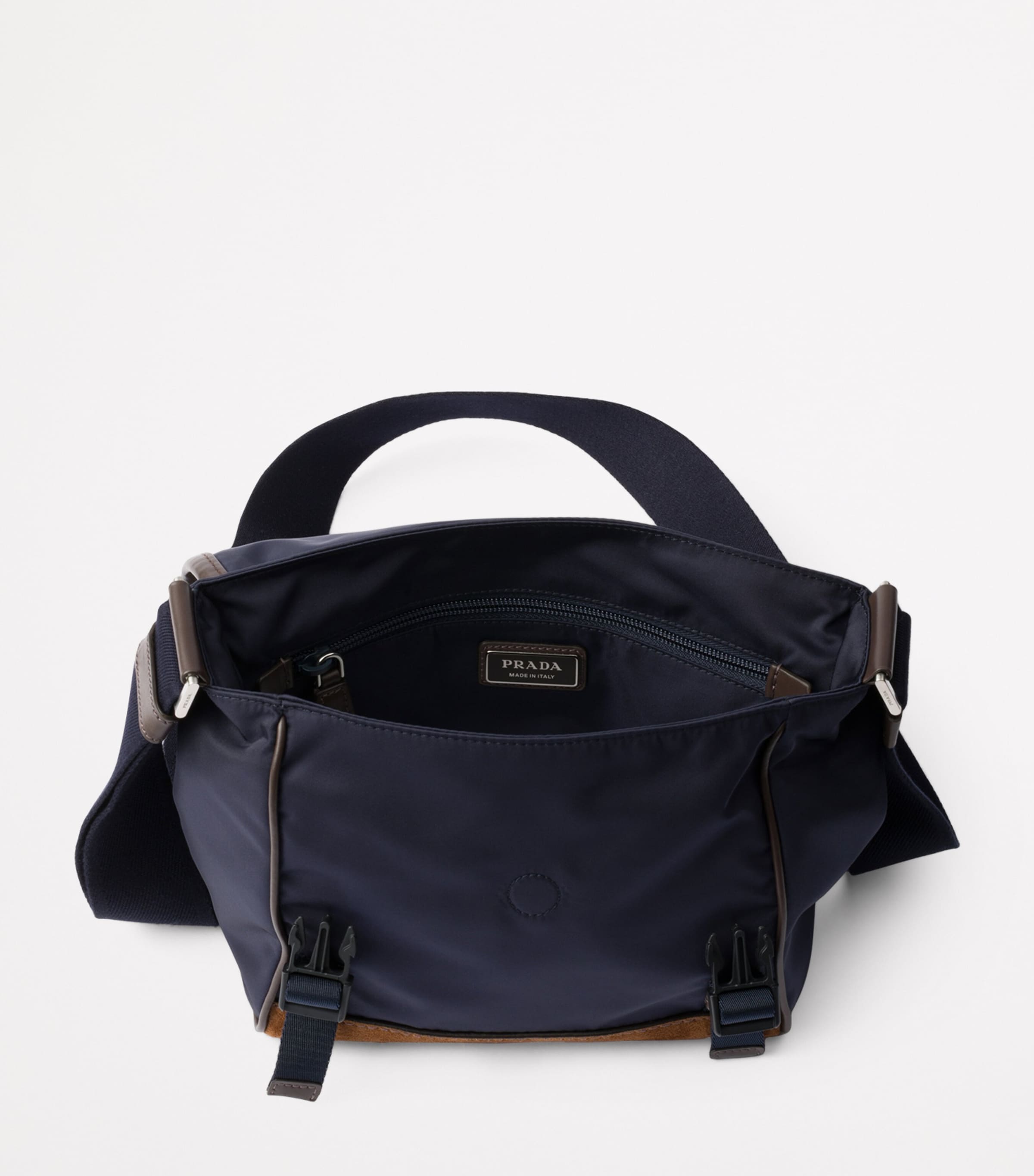 Small Re-Nylon and Leather Messenger Bag F0C1B Image 5