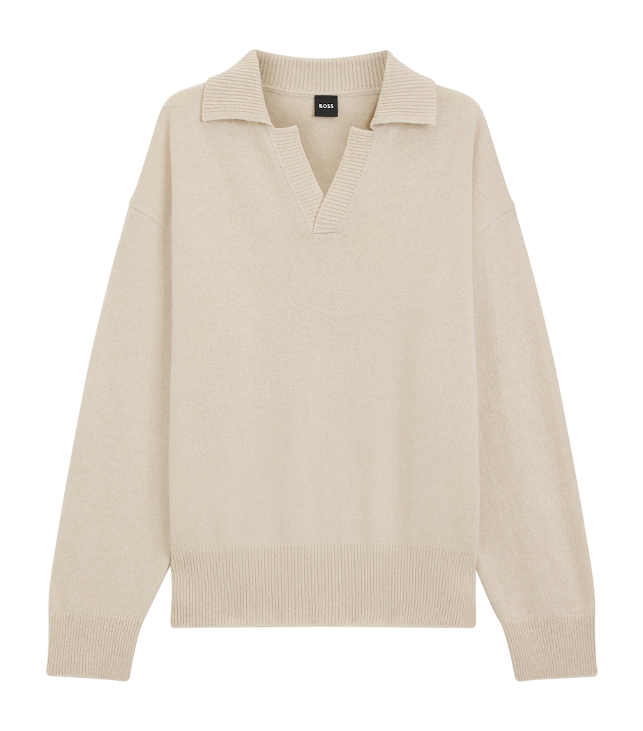 BOSS Mens Virgin Wool Polo Sweater Image 1