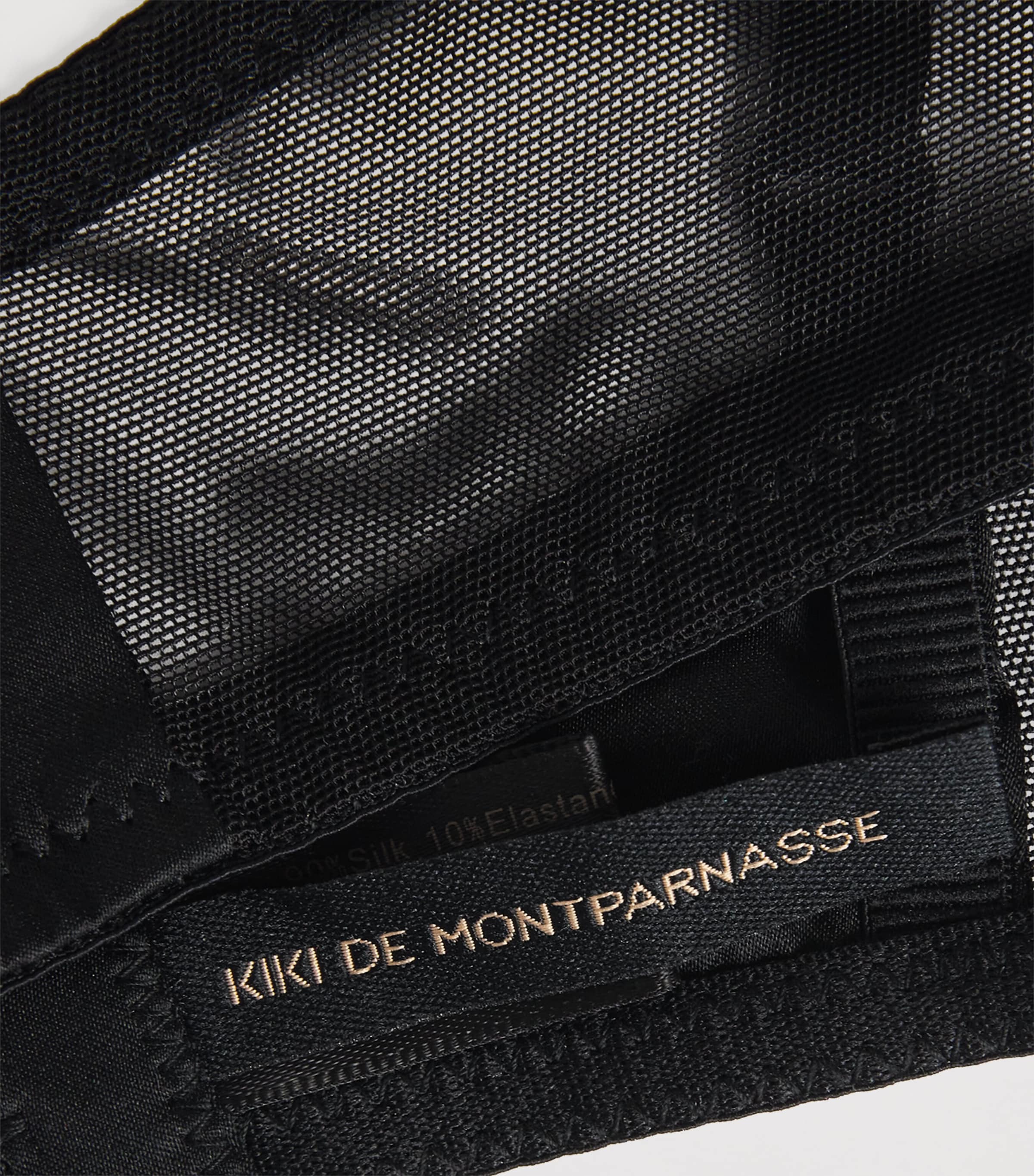 Kiki de Montparnasse Womens Stretch-Silk Lace-Insert Bra Black Image 4