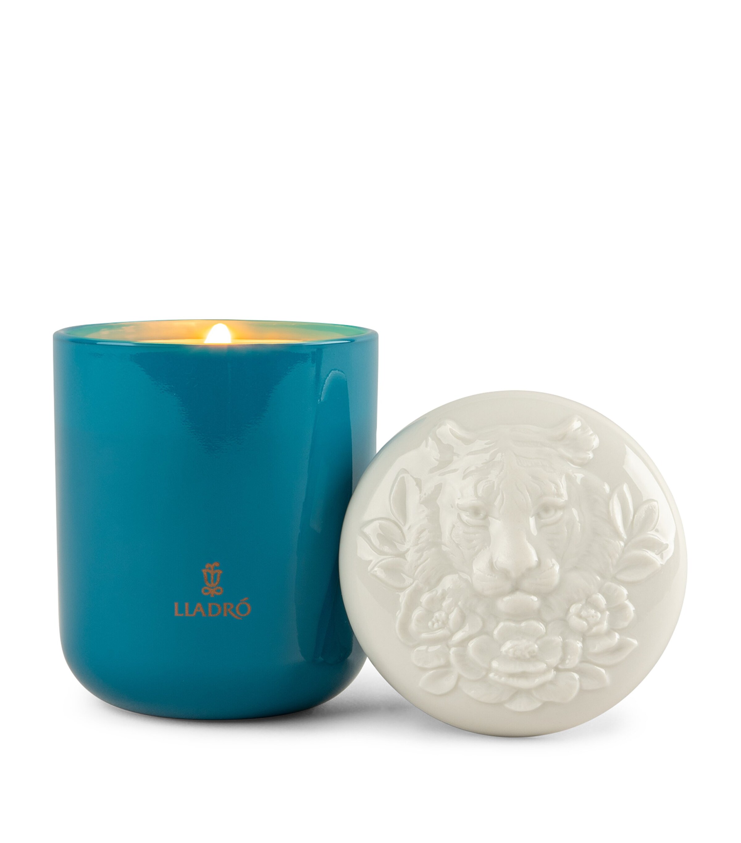 Lladró Tiger Moonlight Candle (200g) White & Blue Image 2
