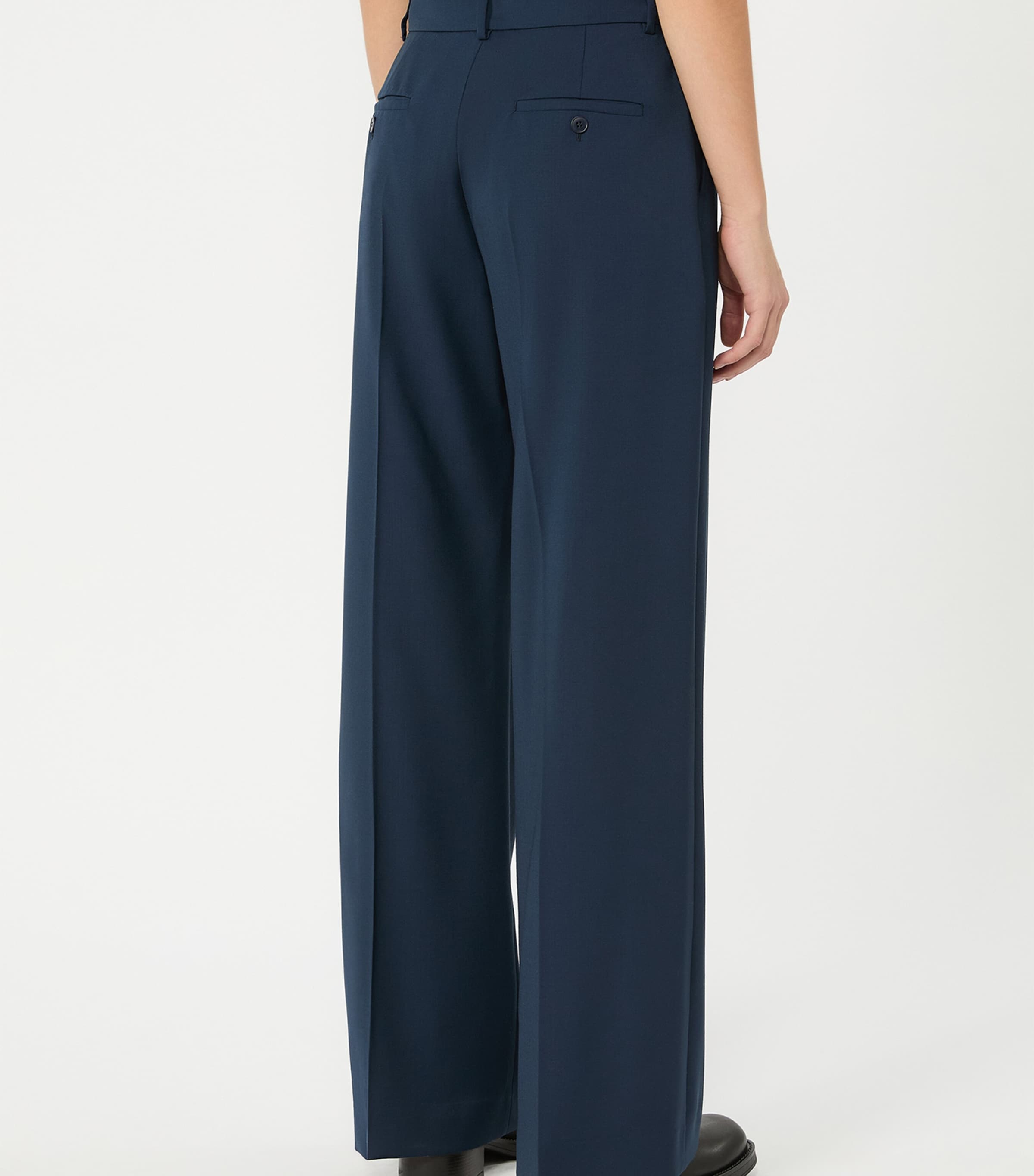 Weekend Max Mara Womens Virgin Wool Straight-Leg Trousers Navy Image 3