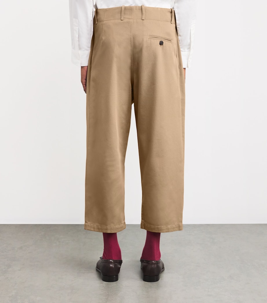 Vivienne Westwood Mens Drill Cropped Wide-Leg Trousers Camel Image 4