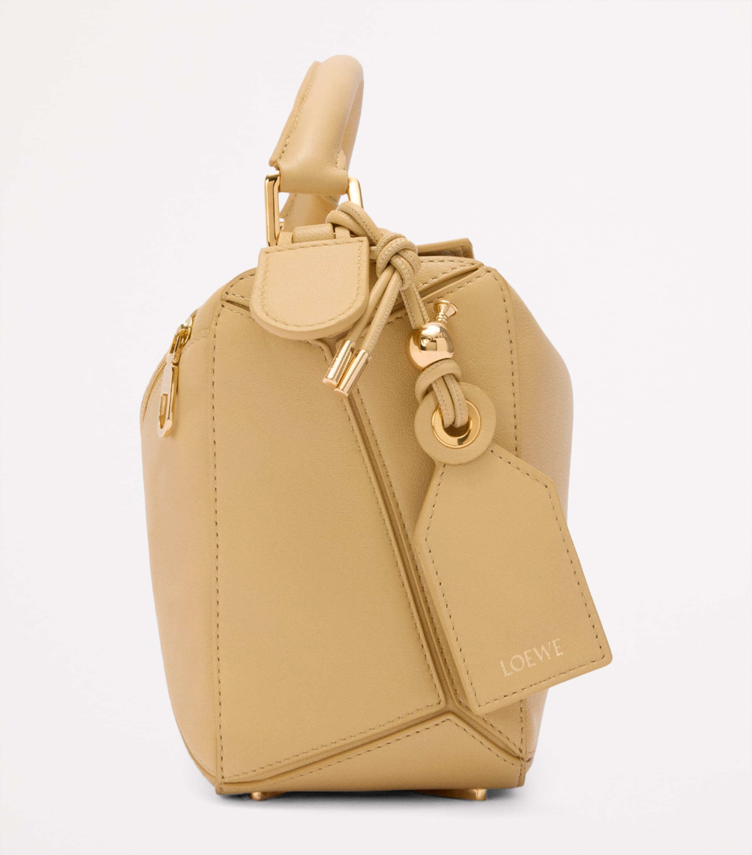 Small Leather Featherlight Puzzle Top-Handle Bag YELLOW Image 5