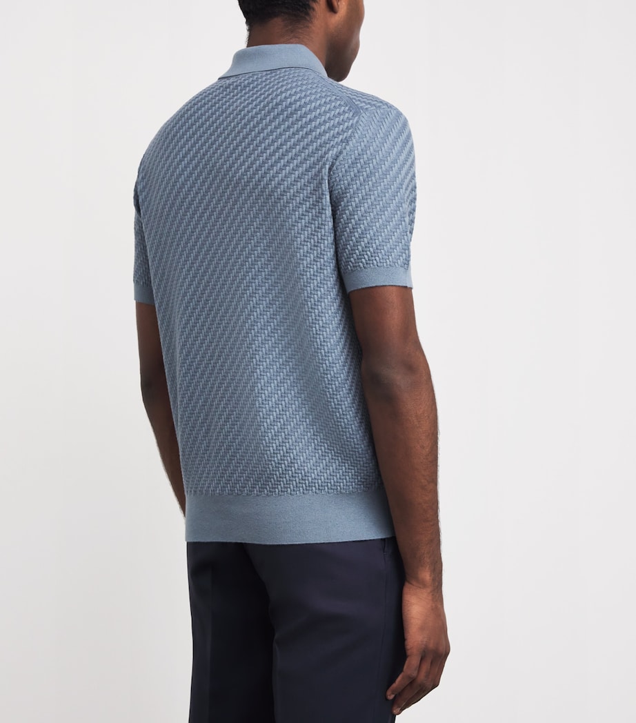 Brioni Mens Cotton-Silk-Cashmere Woven Polo Shirt Image 4