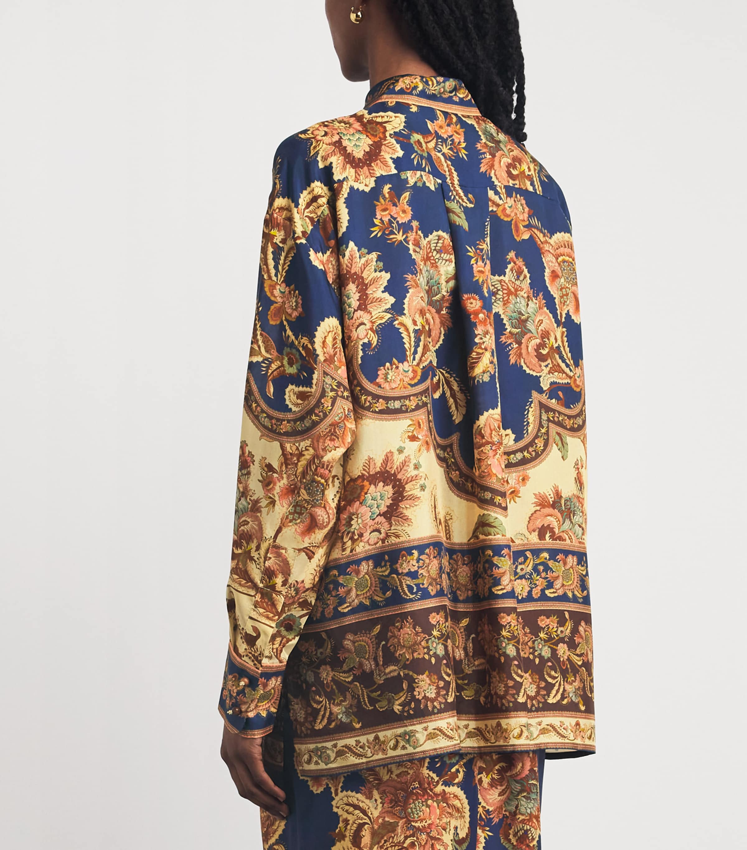 Zimmermann Womens Silk Printed Aster Shirt Njco Navy Jacobean Image 5