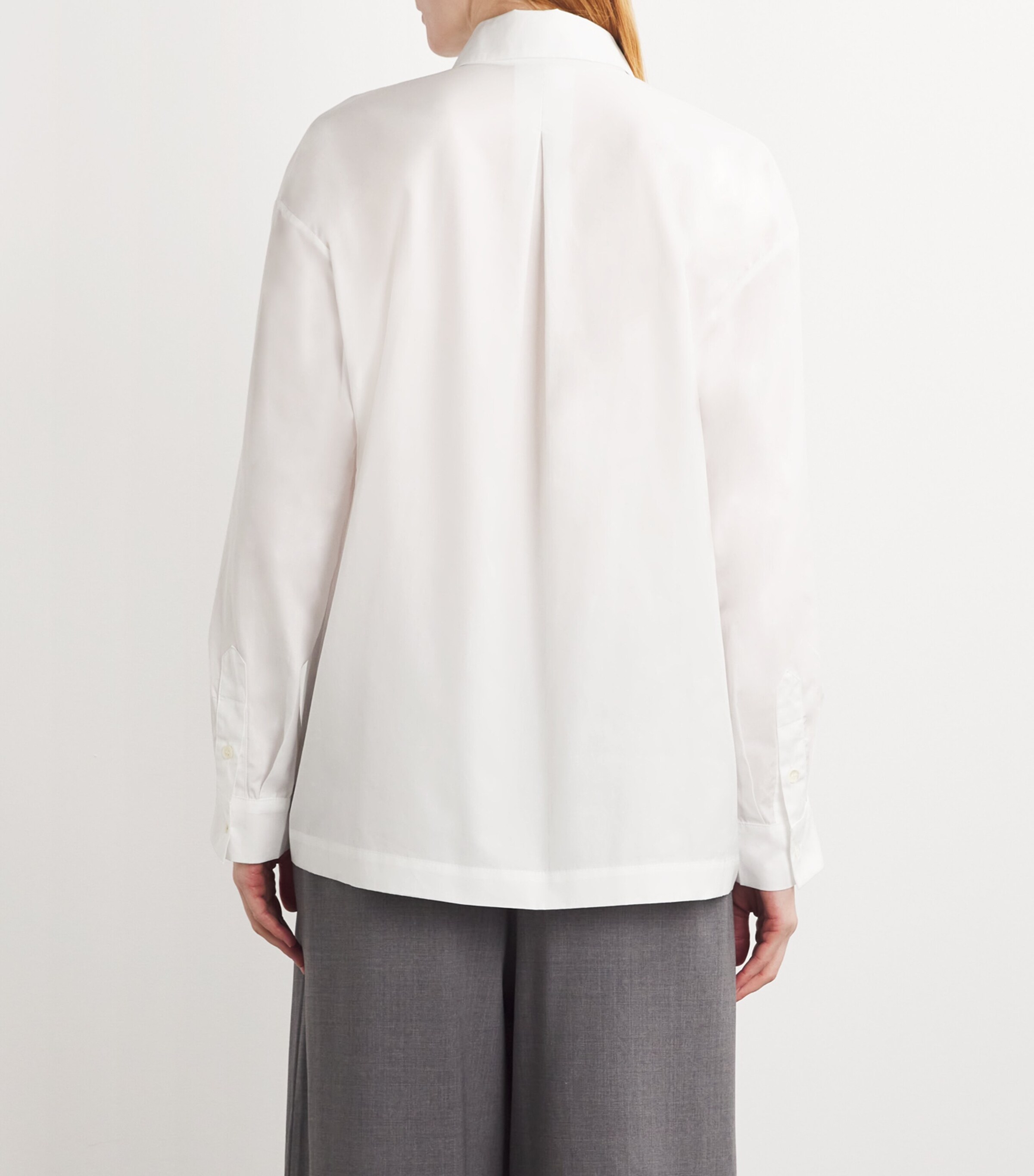 Cotton Slim Shirt with Collar WHITE Image 4