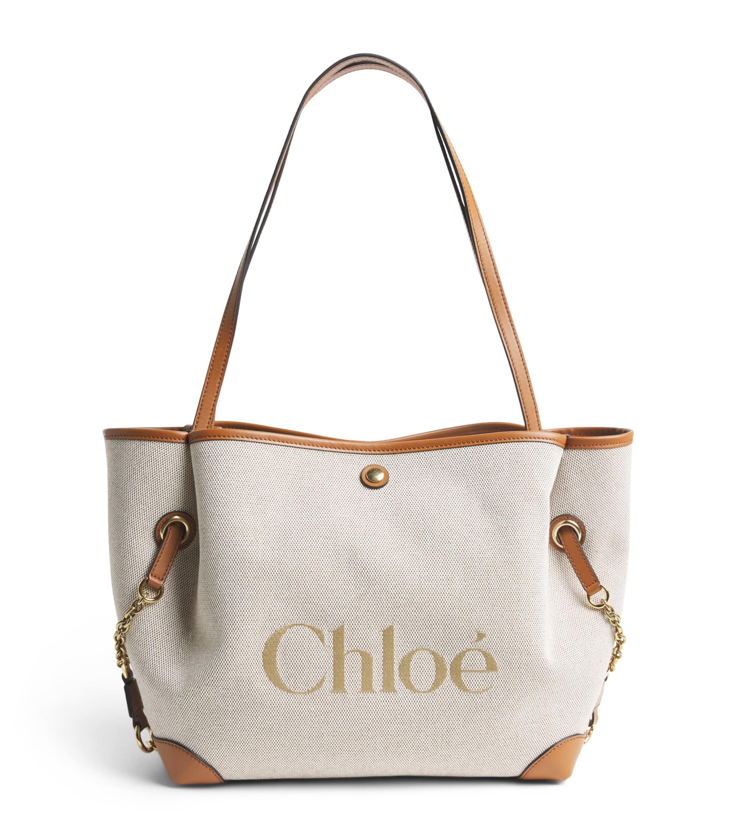 Chloé Canvas Clover Carry Tote Bag Clay Brown Image 1