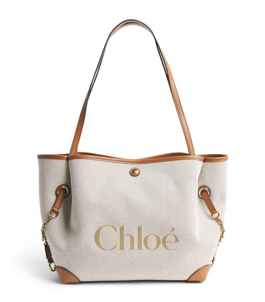 Chloé Canvas Clover Carry Tote Bag Clay Brown Image 1