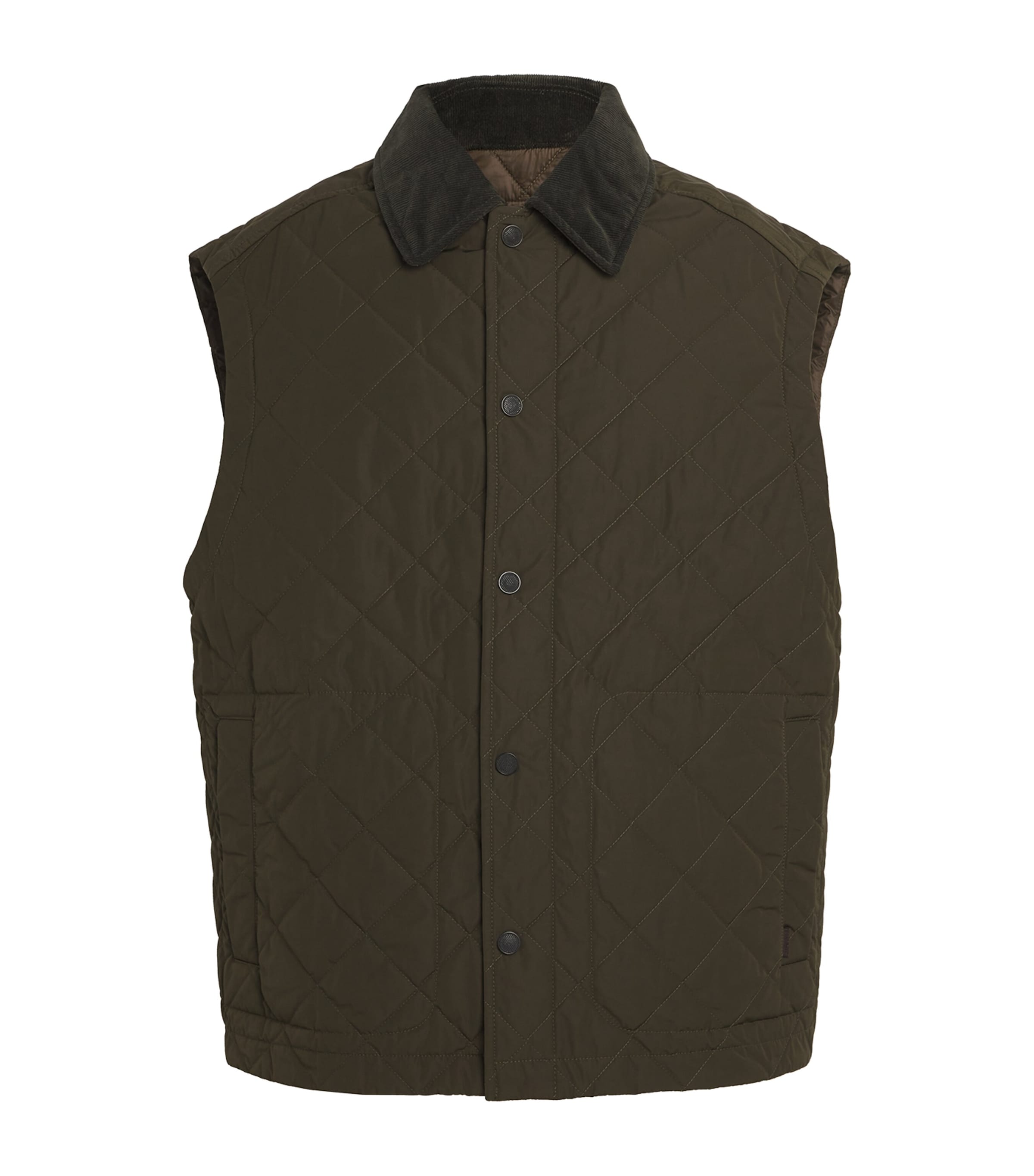 Purdey Cotton Corduroy-trimmed Padded Quilted Shell Gilet In Green