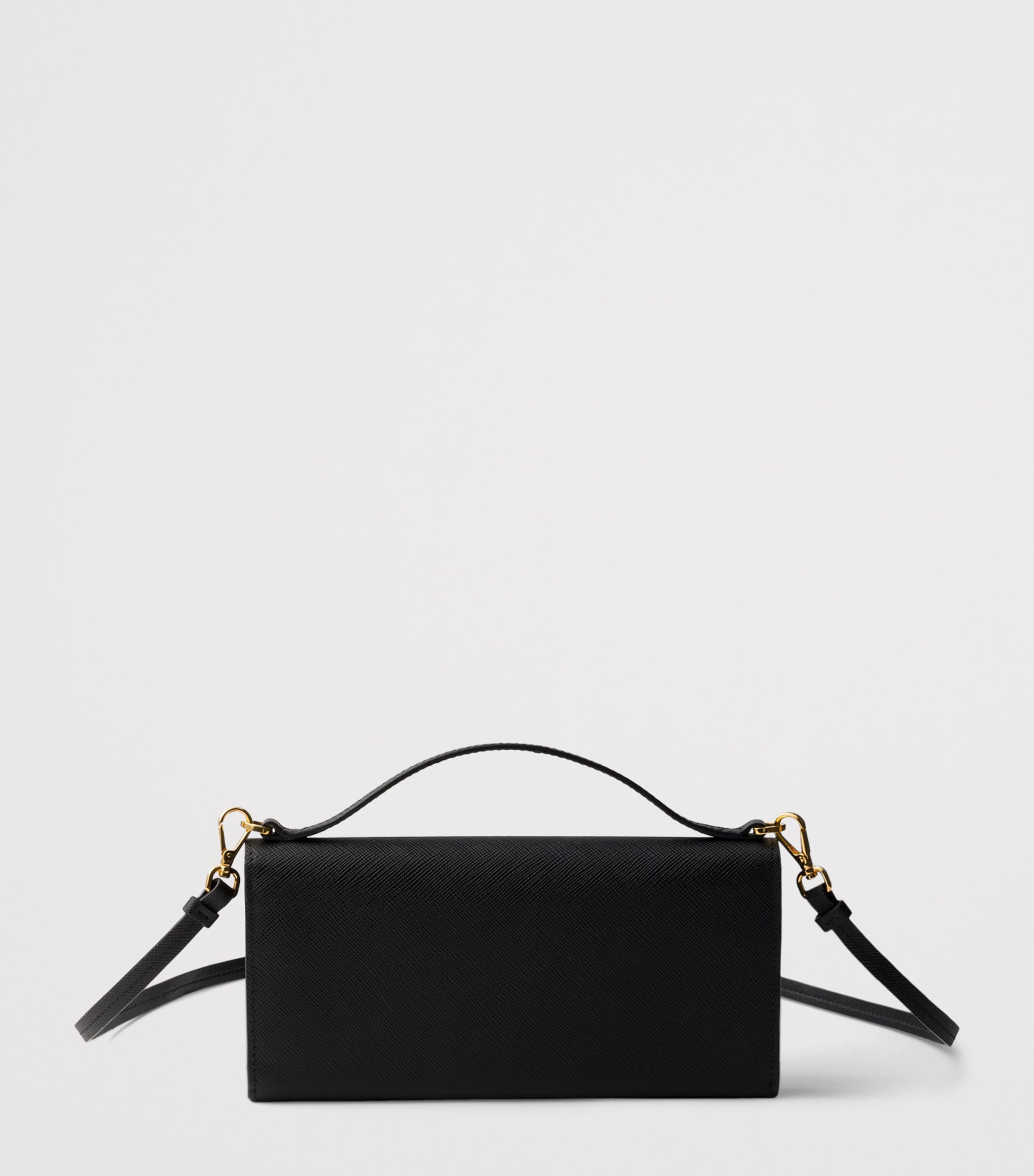 Prada Saffiano Leather Wallet with Shoulder Strap Black Image 3