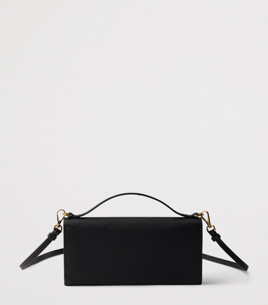 Prada Saffiano Leather Wallet with Shoulder Strap Black Image 3