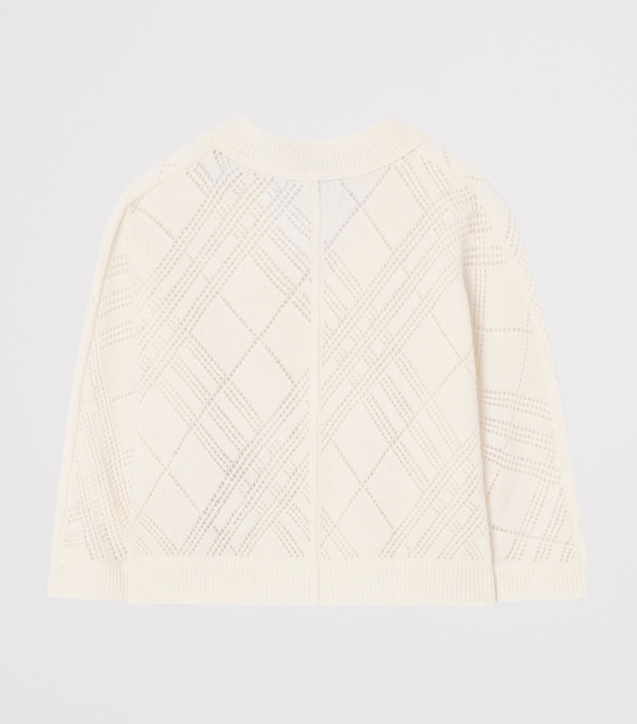 Burberry Kids Cashmere Check Cardigan and Trouser Set (1-18 Months) Ivory Image 3