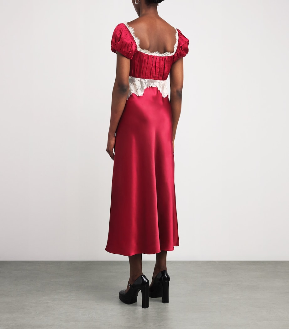 Silk Lace-Trim Veda Midi Dress ELDERBERRY Image 3