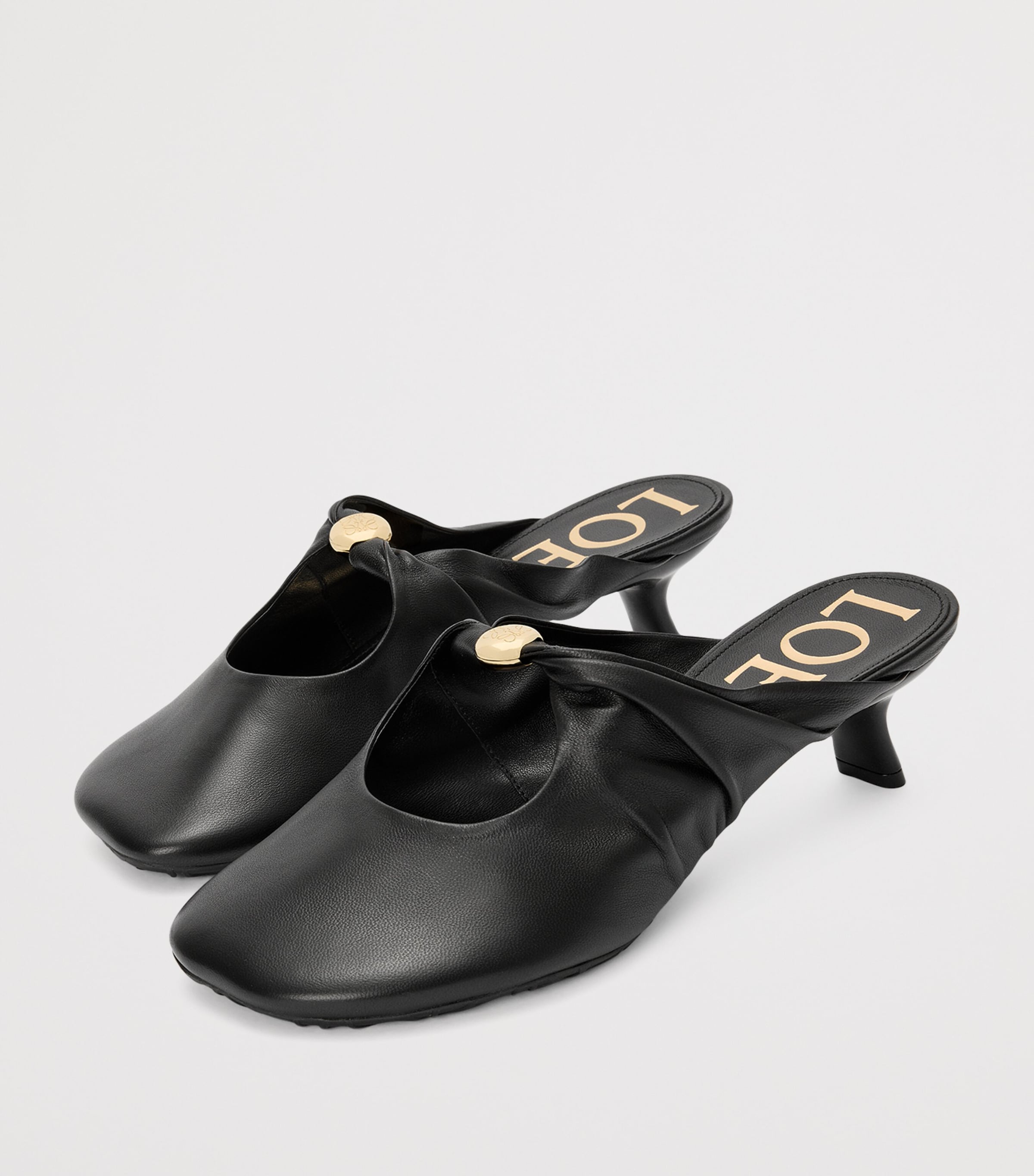 Lambskin Pebble Soft Heeled Mules 45 BLACK Image 4