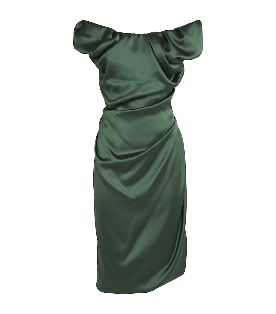 Puff-Sleeve Ginnie Amber Midi Dress GREEN Image 1