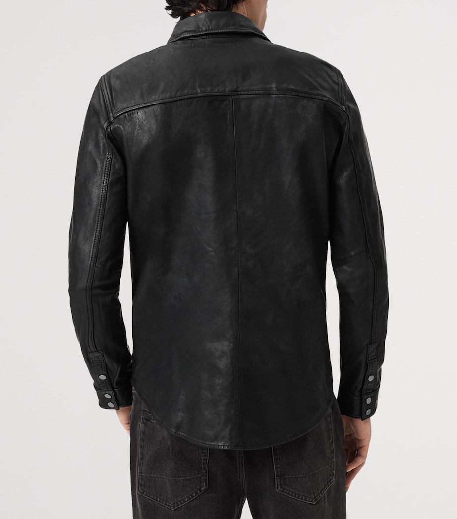 AllSaints Mens Leather Irwin Shirt Black Image 4