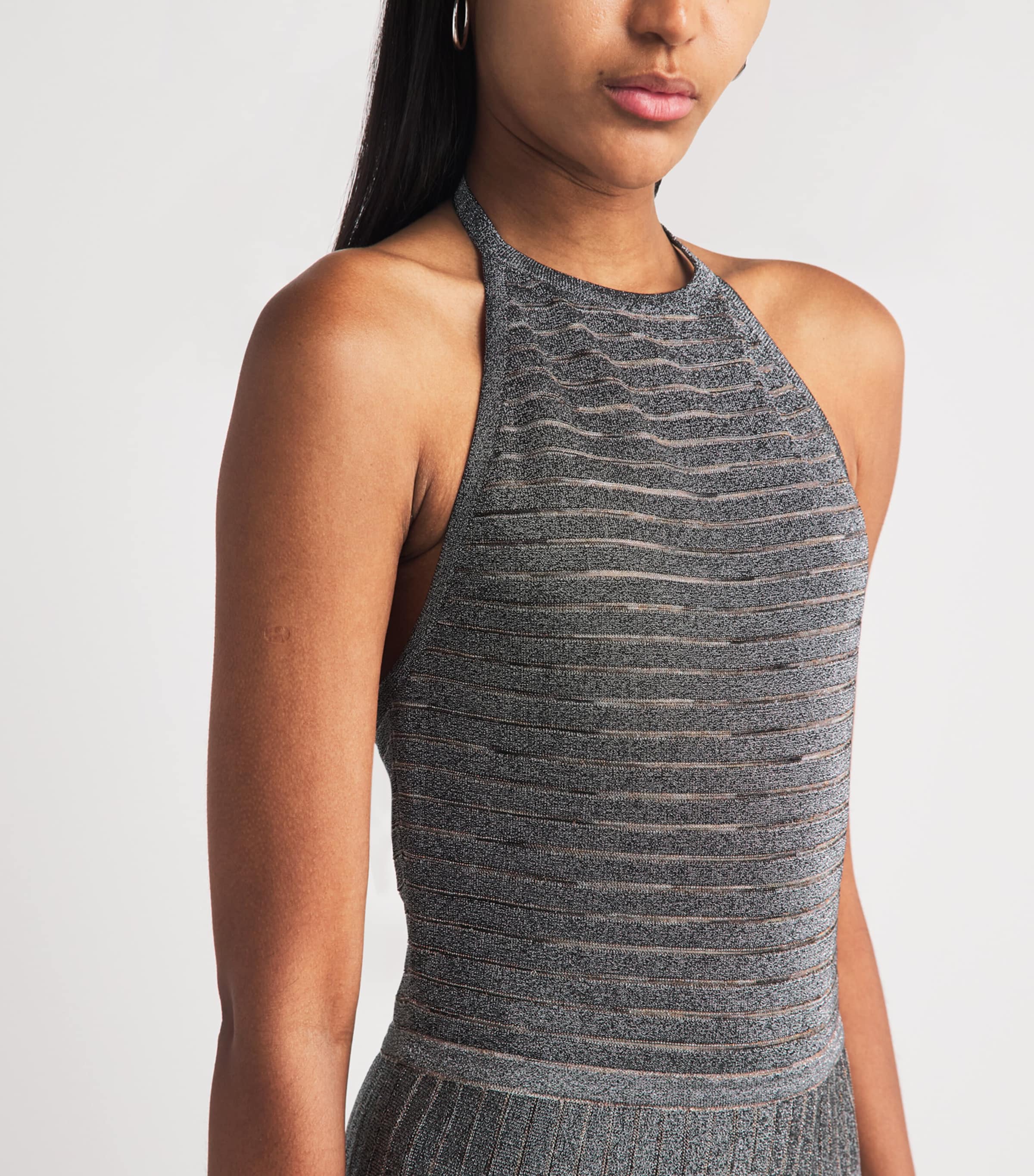 Missoni Womens Lamé Open-Back Maxi Dress Beige Tones Image 3