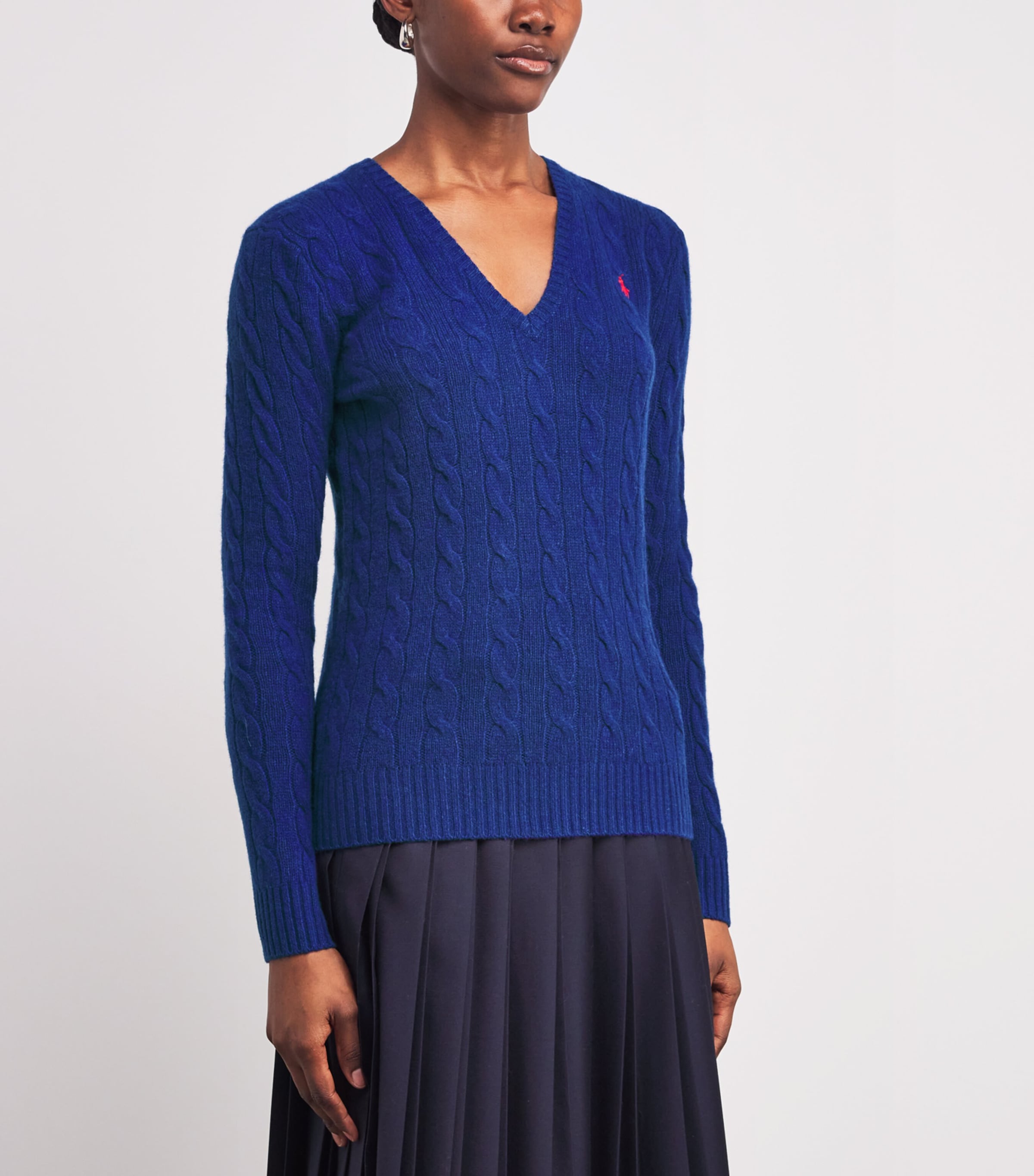 Wool-Cashmere Cable-Knit Sweater WINTER NIGHT NAVY Image 3