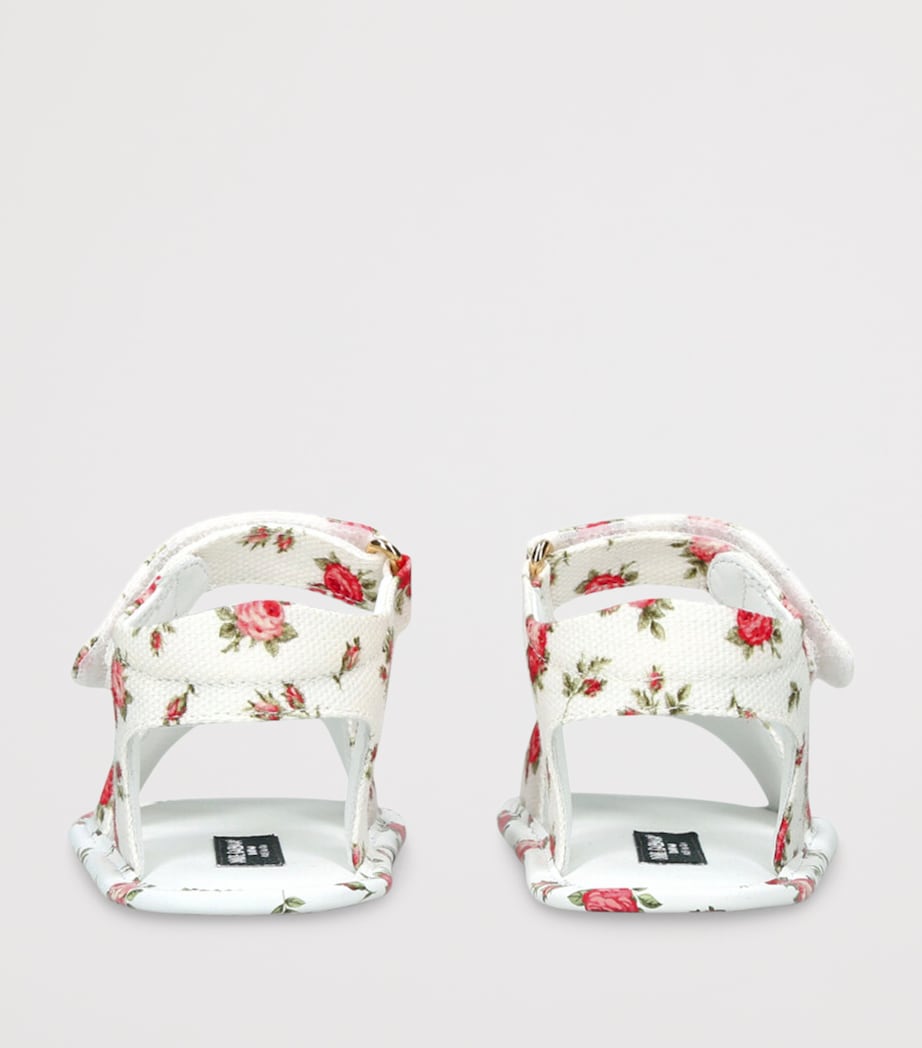 Dolce&Gabbana Kids Leather Rose Sandals White/comb Image 2