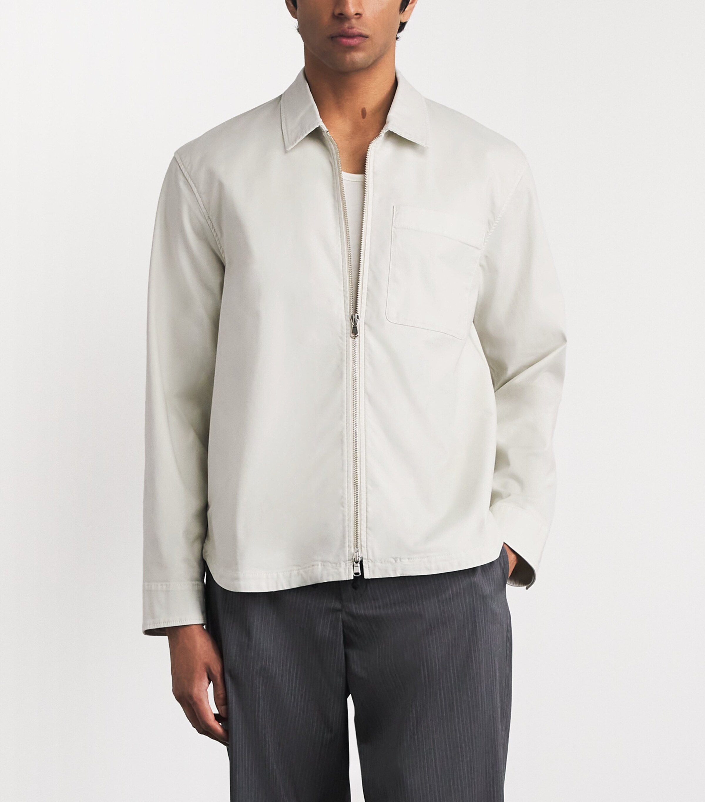 Officine Generale Mens Cotton-Blend Malo Overshirt Moon Image 4