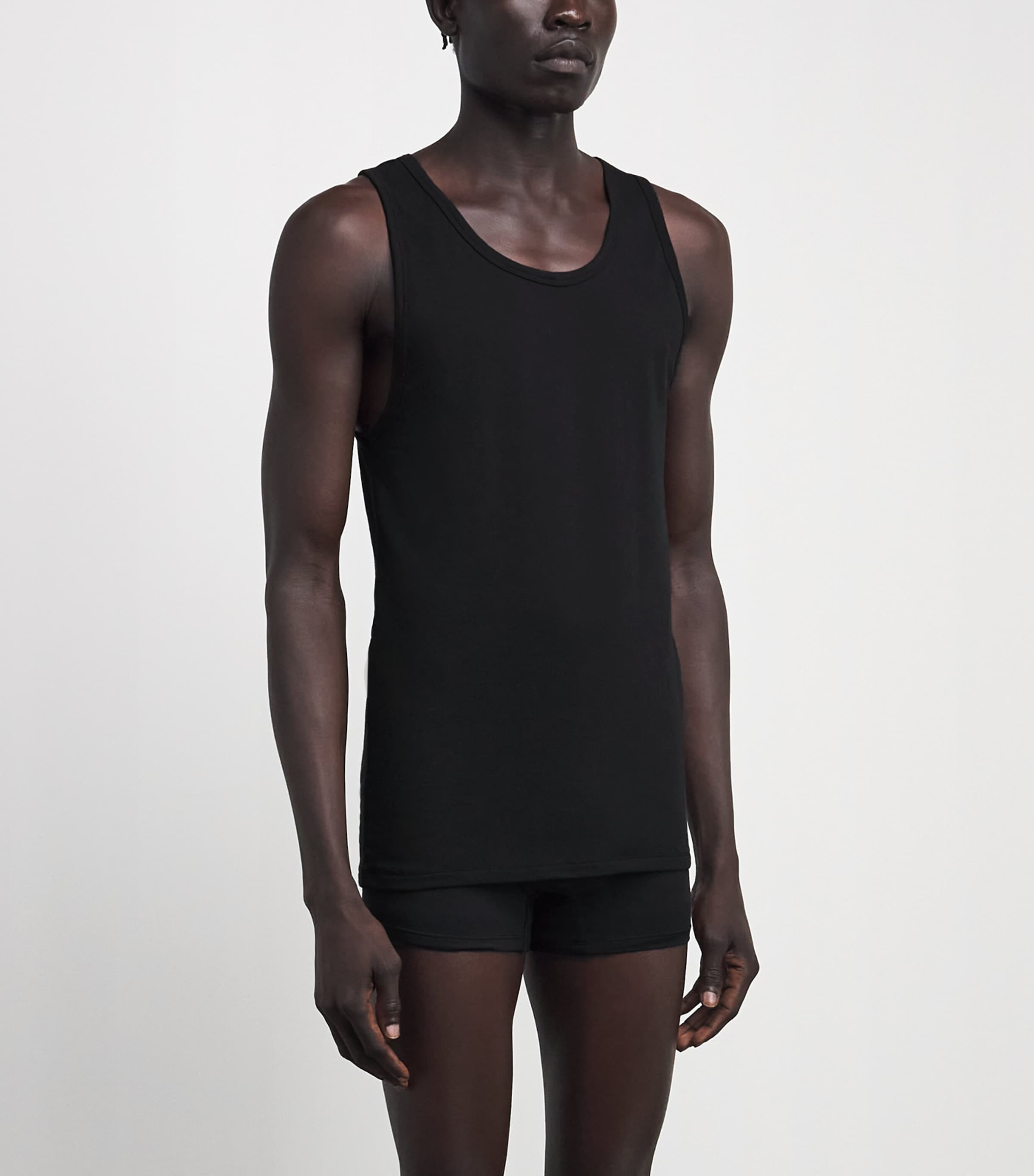 Calvin Klein Mens Stretch-Cotton Vests (Pack of 3) Black, Black, Black Image 2