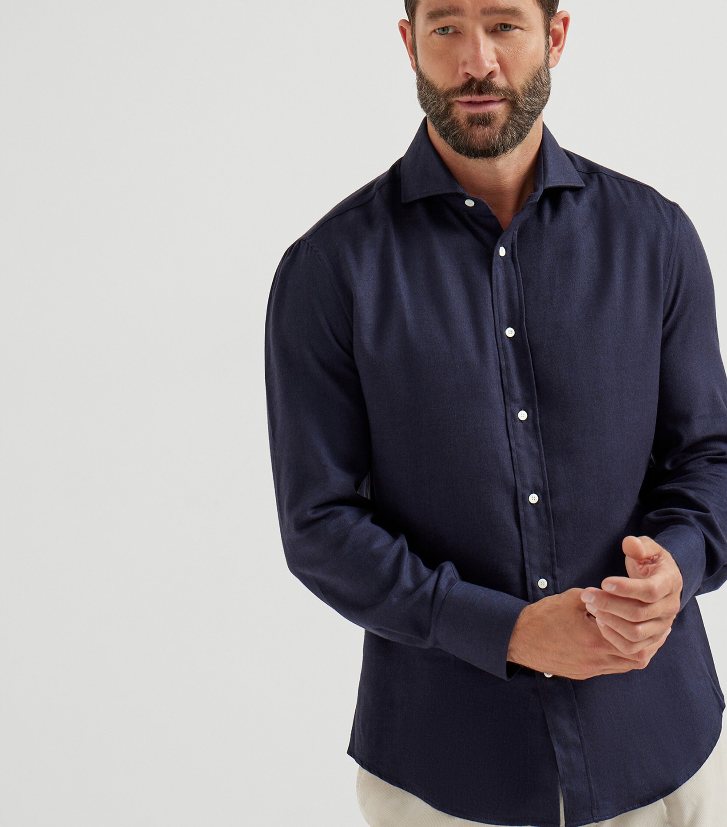 Stretch-Cotton Flannel Slim-Fit Shirt C019 Image 2