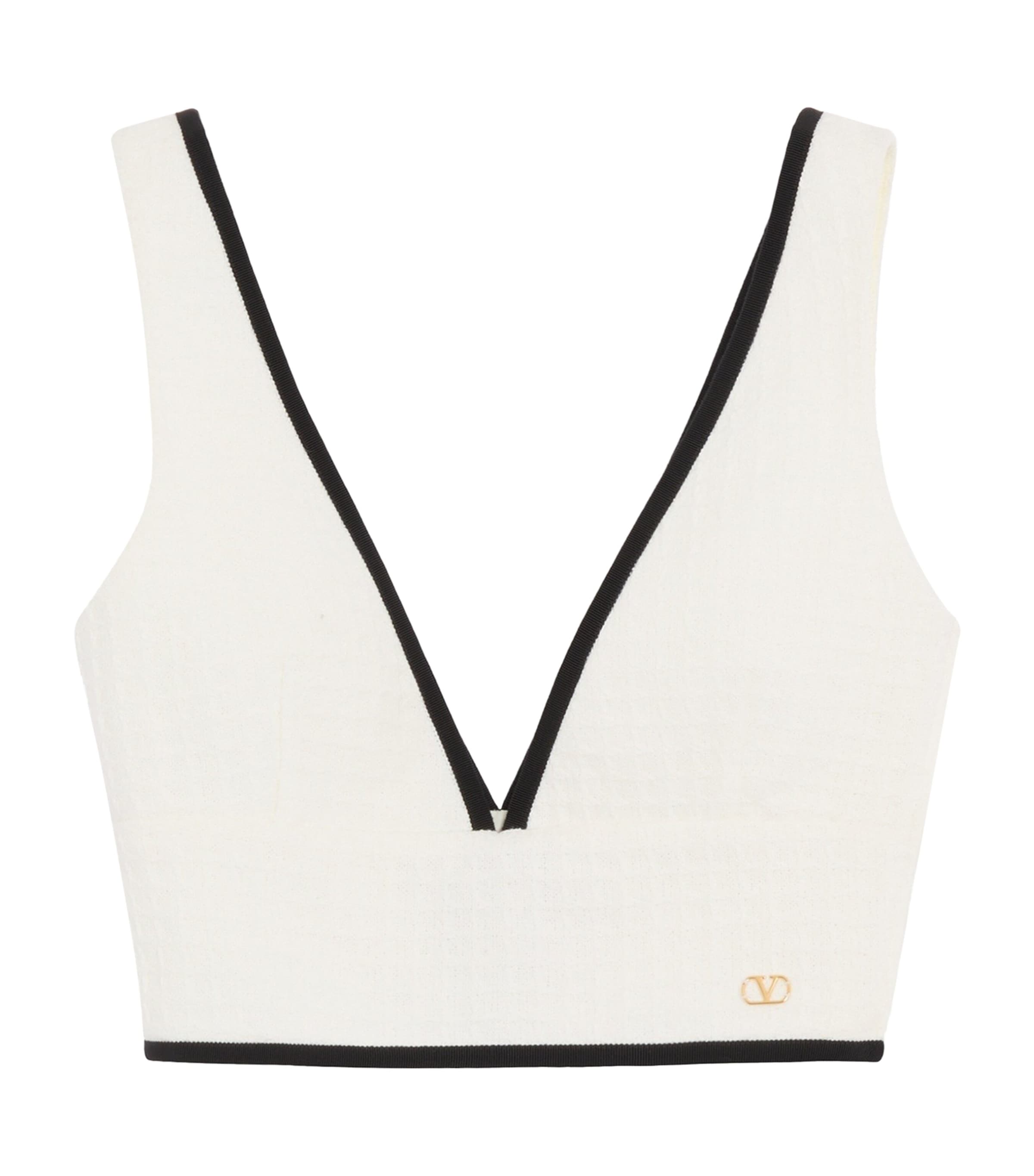 Valentino Womens Cotton V-Neck Crop Top Cbj Image 1