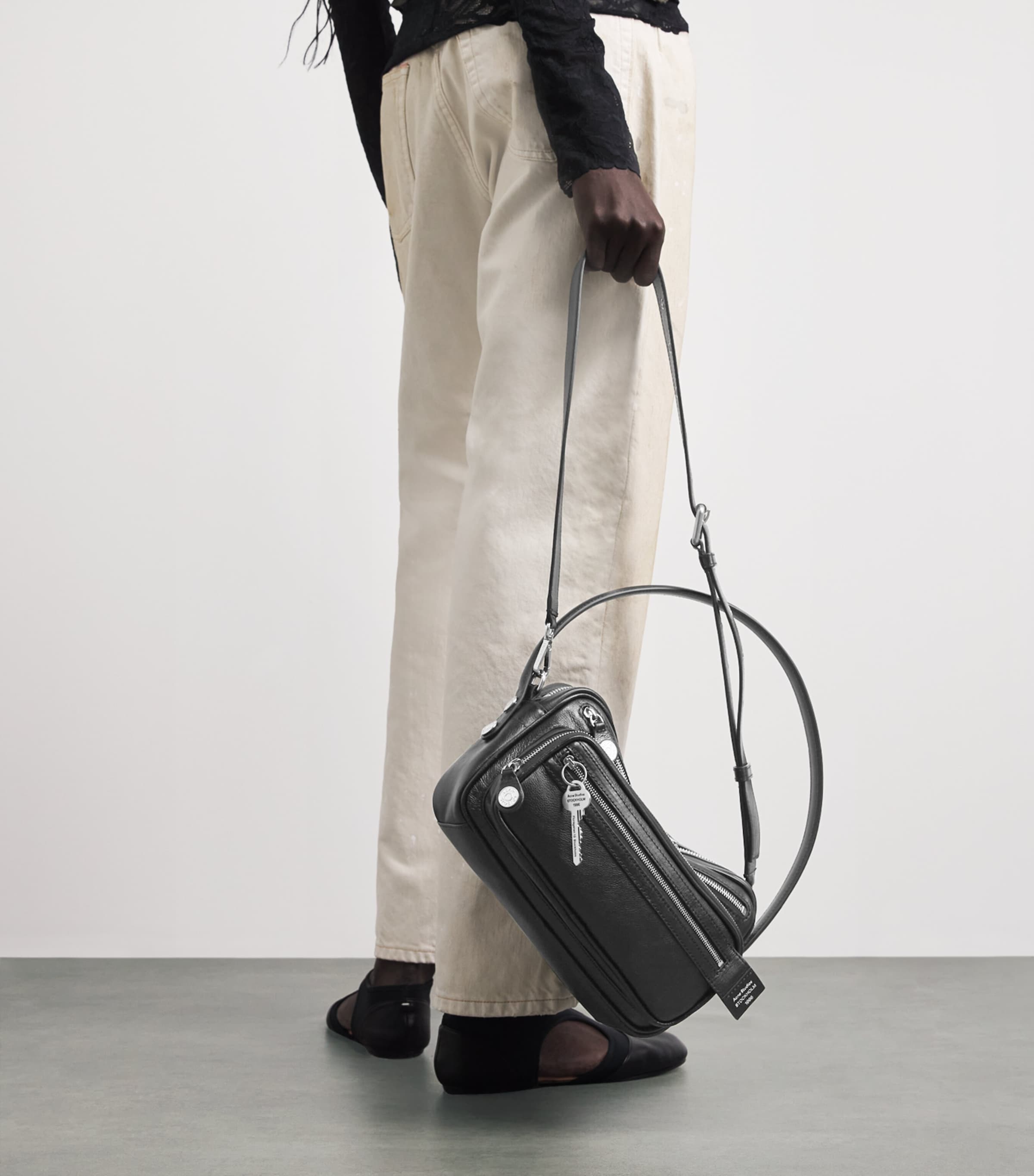 Acne Studios Leather Camero Party Shoulder Bag Black Image 4