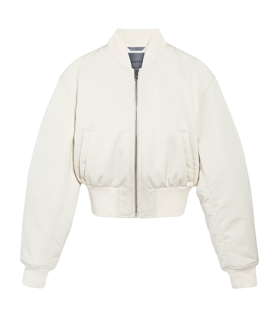 Balenciaga Womens Technical Faille Cropped Bomber Jacket Image 1
