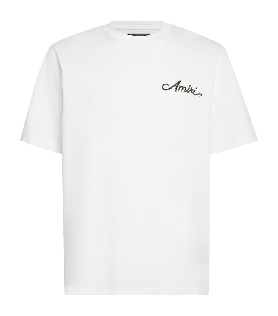 AMIRI Mens Bandana Logo T-Shirt White / Green Image 1