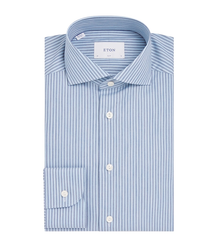 Cotton Twill Stripe Slim Shirt LIGHT BLUE Image 1