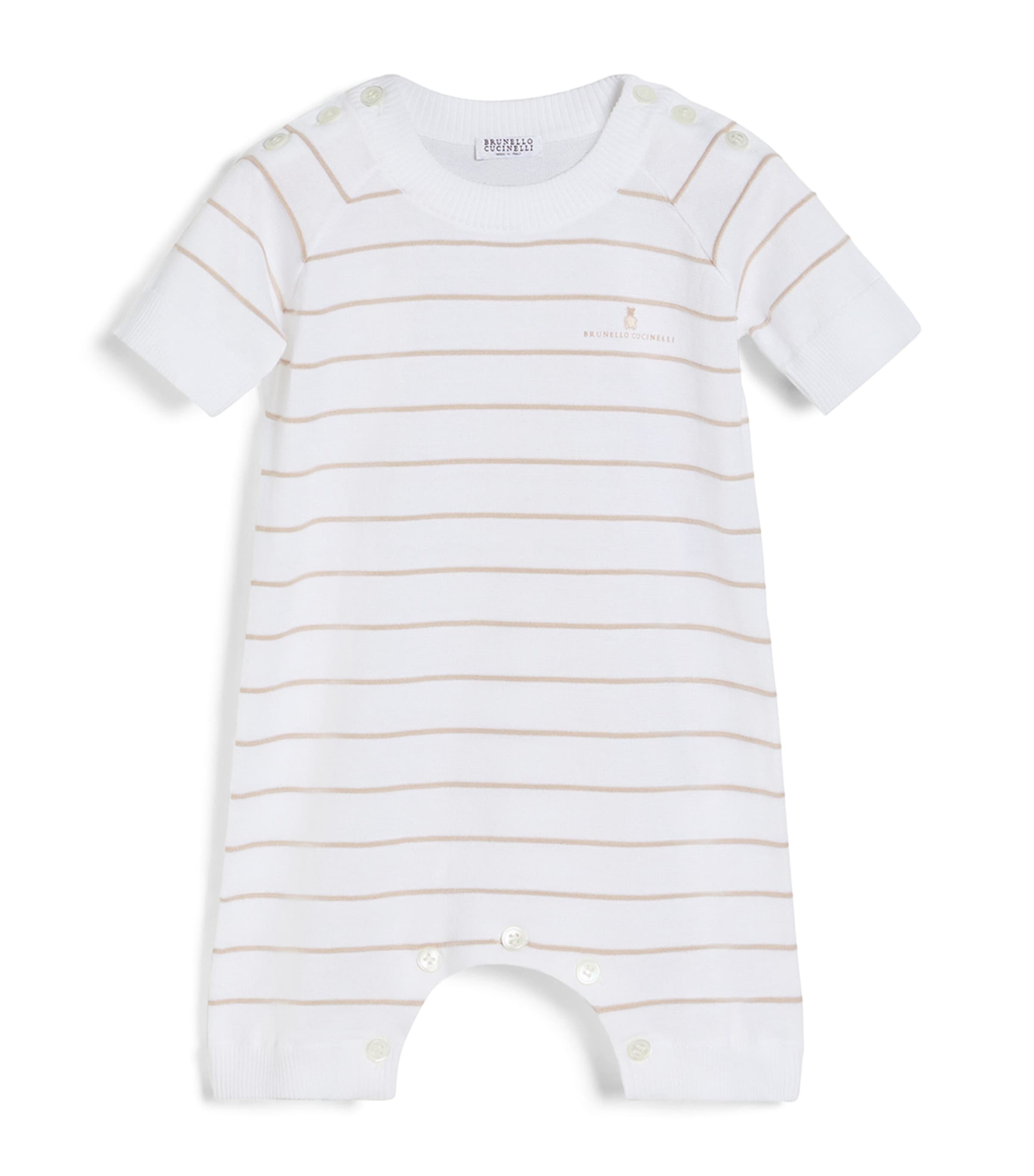 Brunello Cucinelli Kids Cotton Stripe Playsuit (3-24 Months) Image 1