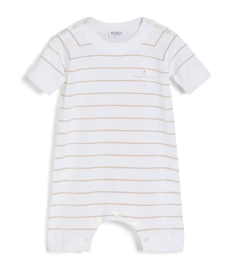 Brunello Cucinelli Kids Cotton Stripe Playsuit (3-24 Months) Image 1