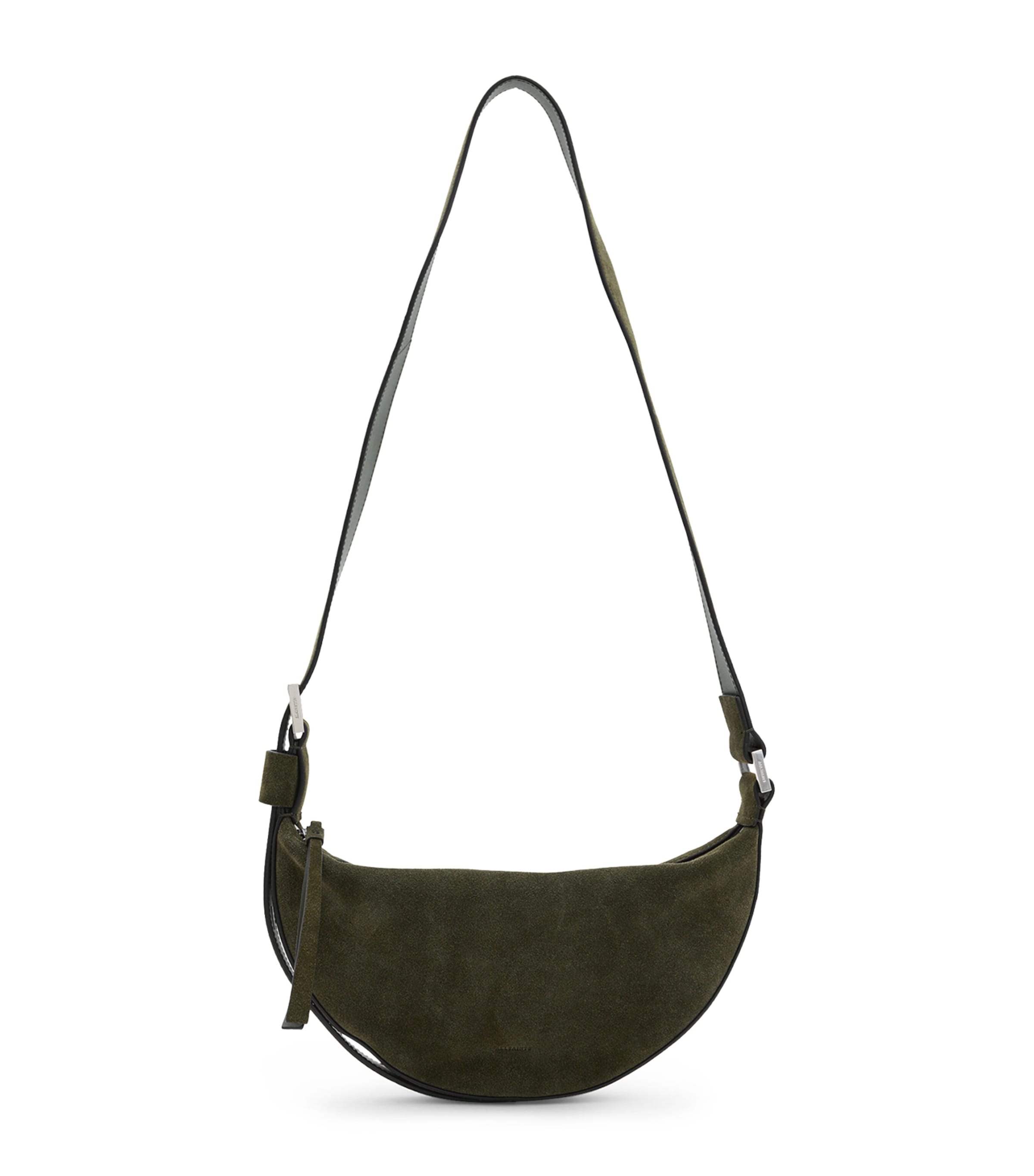 Allsaints Leather Half Moon Cross-body Bag In Green