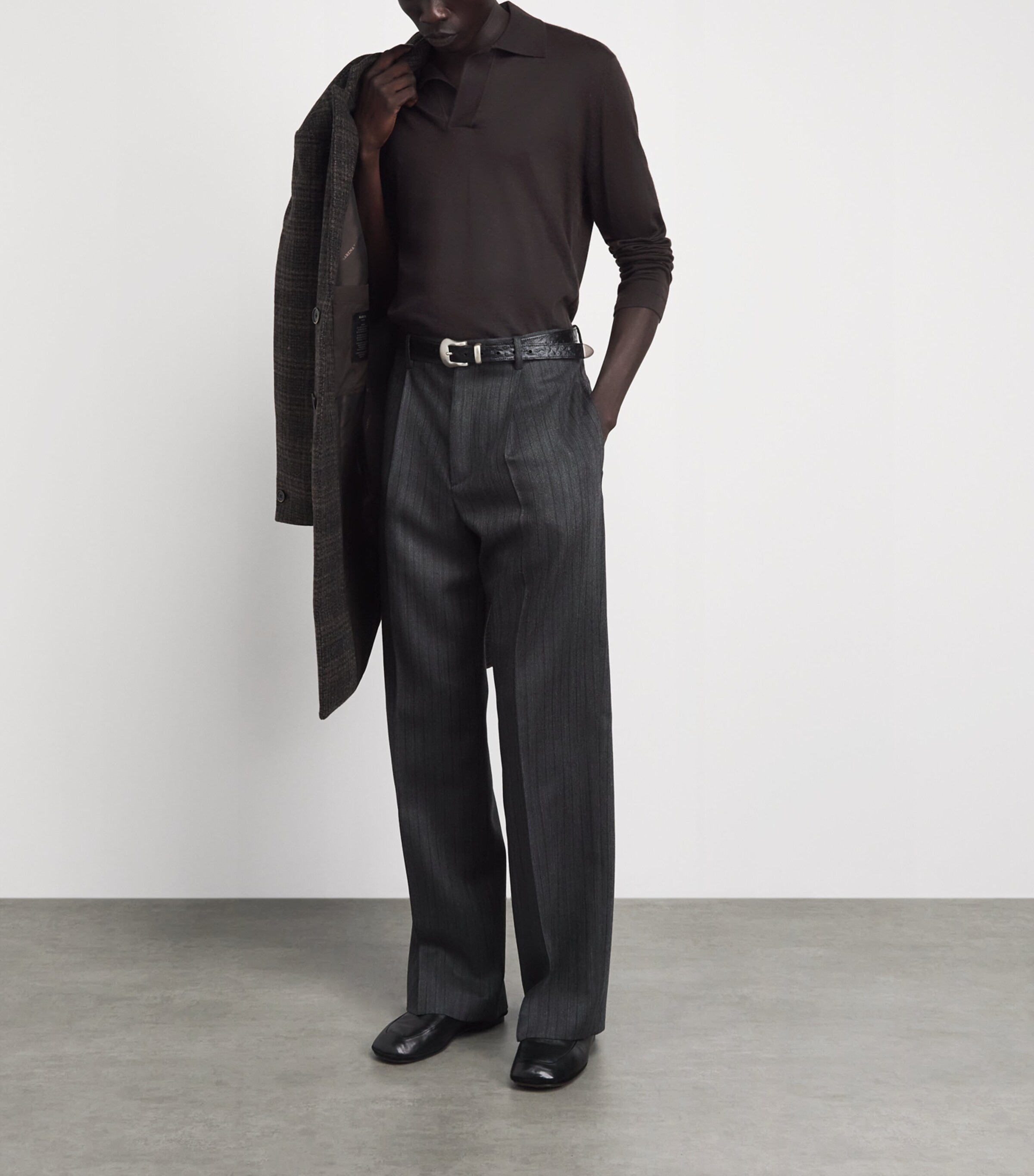Gabriela Hearst Mens Cashmere Frome Polo Sweater Chocolate Image 2
