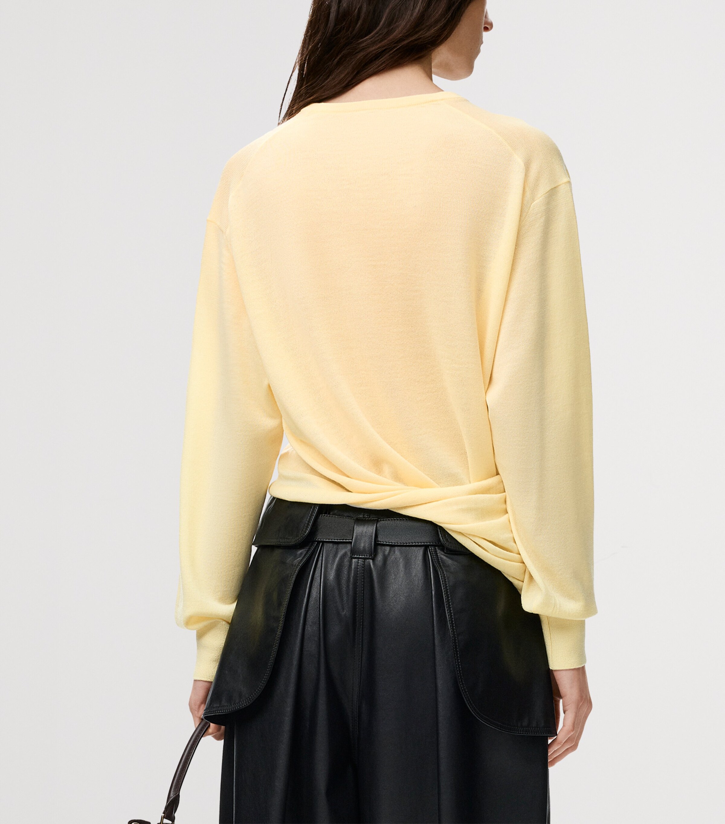 LOEWE Womens Wool-Blend V-Neck Sweater Light Yellow Image 4