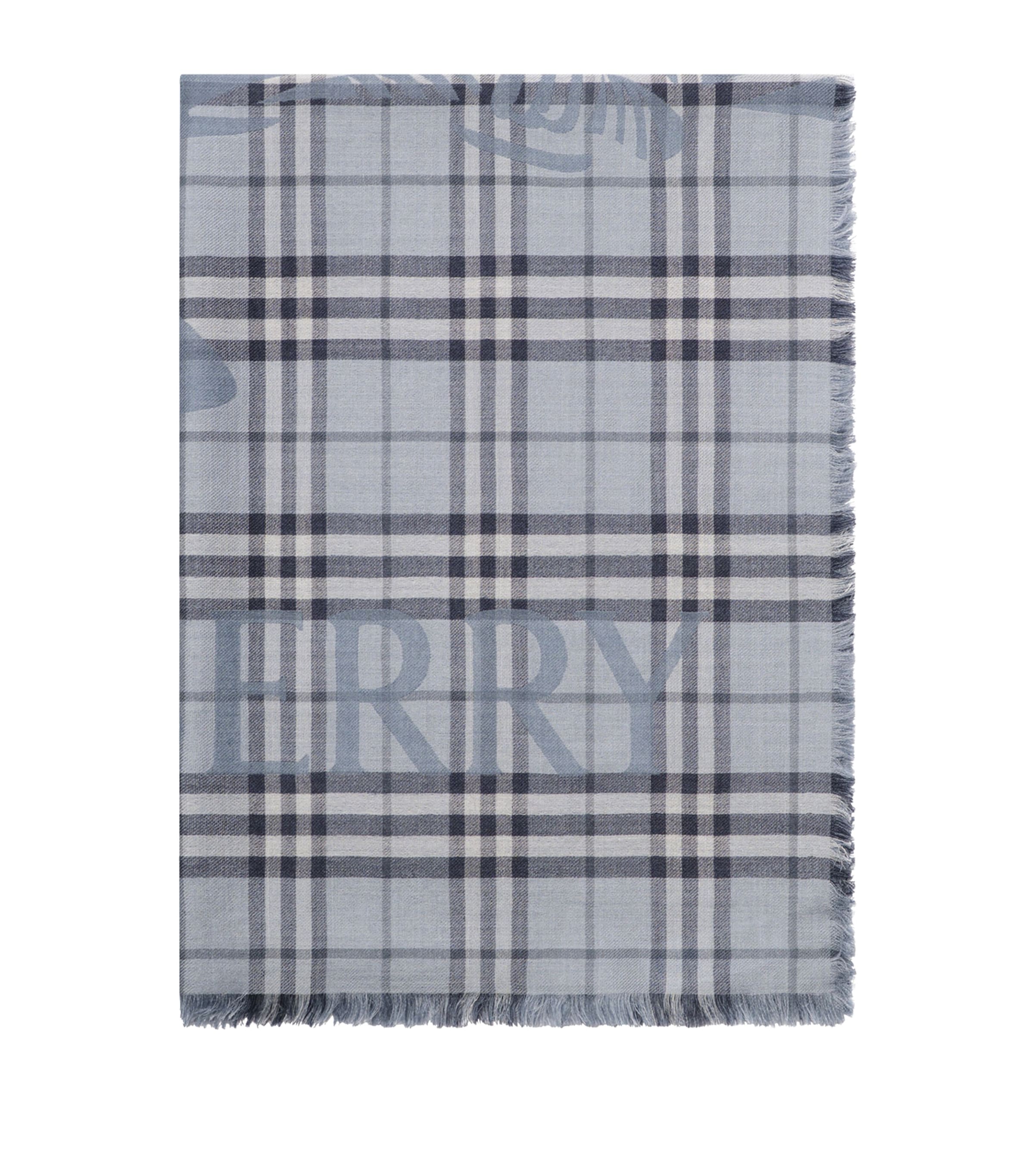 Burberry Wool-Silk Knight Check Scarf Bank Blue Image 1