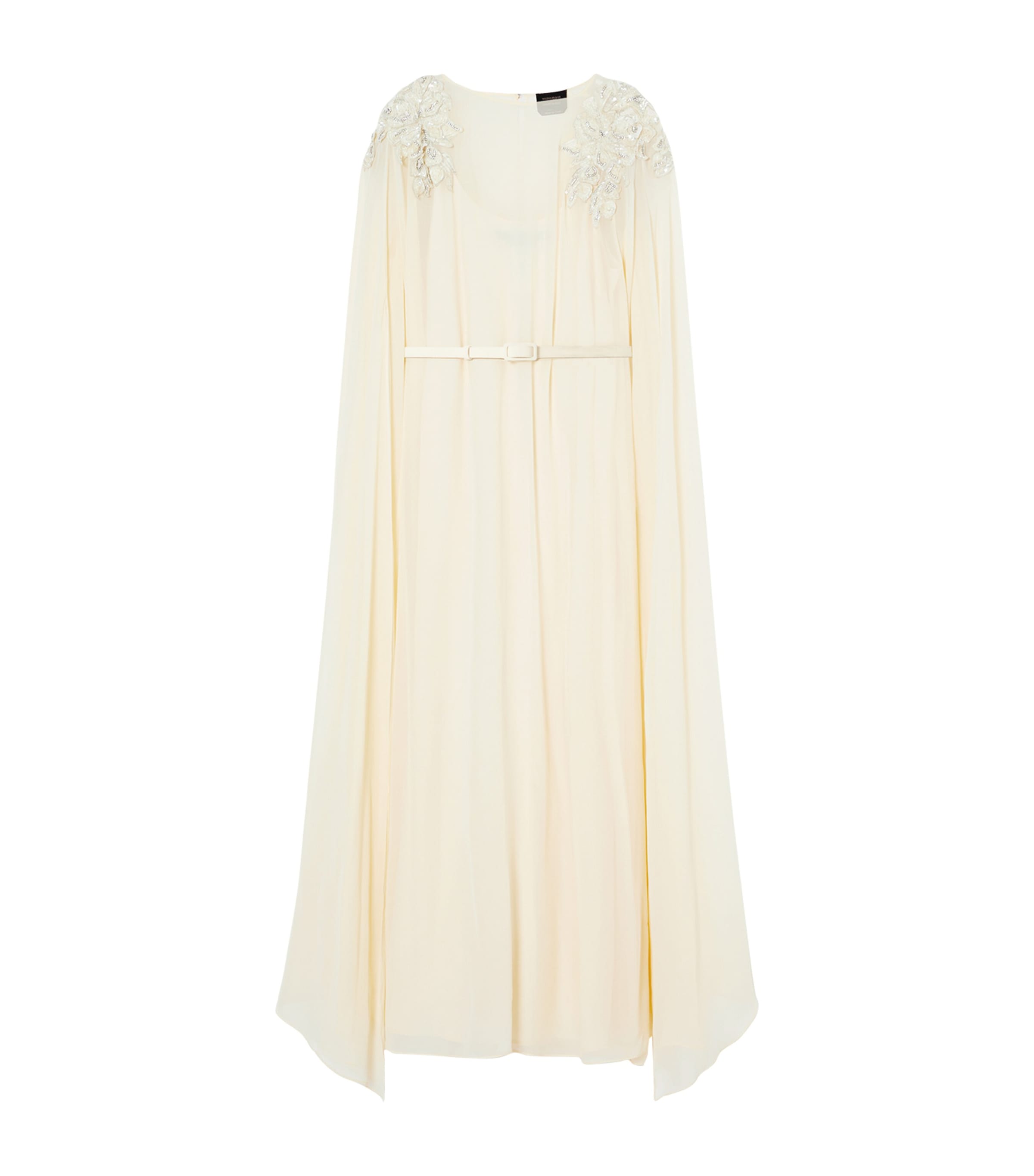 Silk Embroidered Cape Dress IVORY Image 1